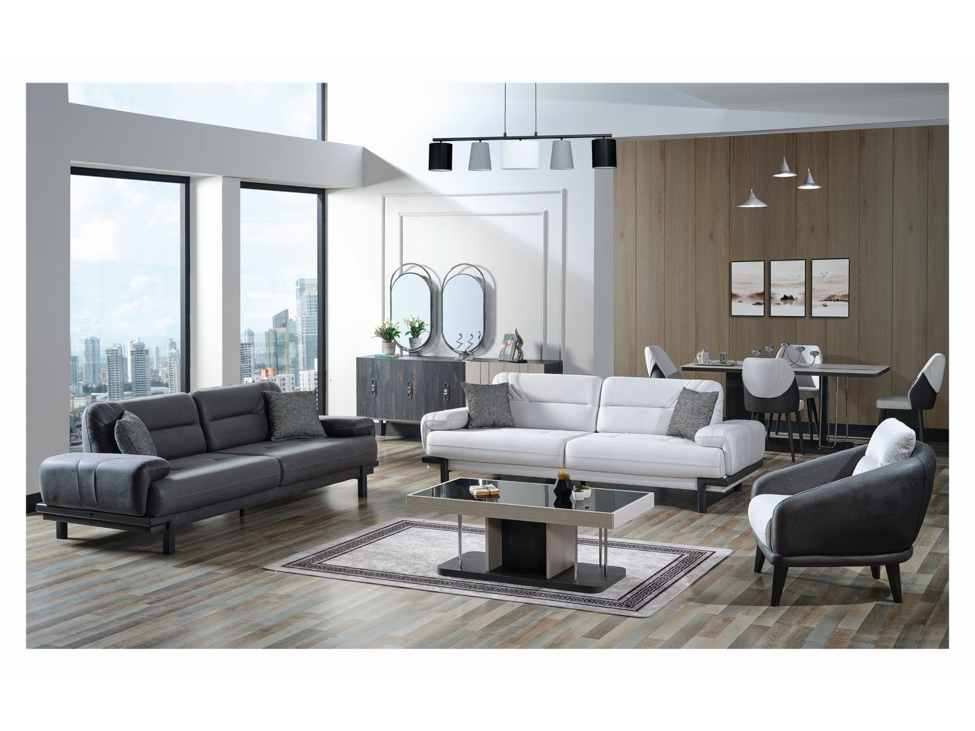 Nero Convertible Livingroom Set (2 Sofa & 2 Chair)