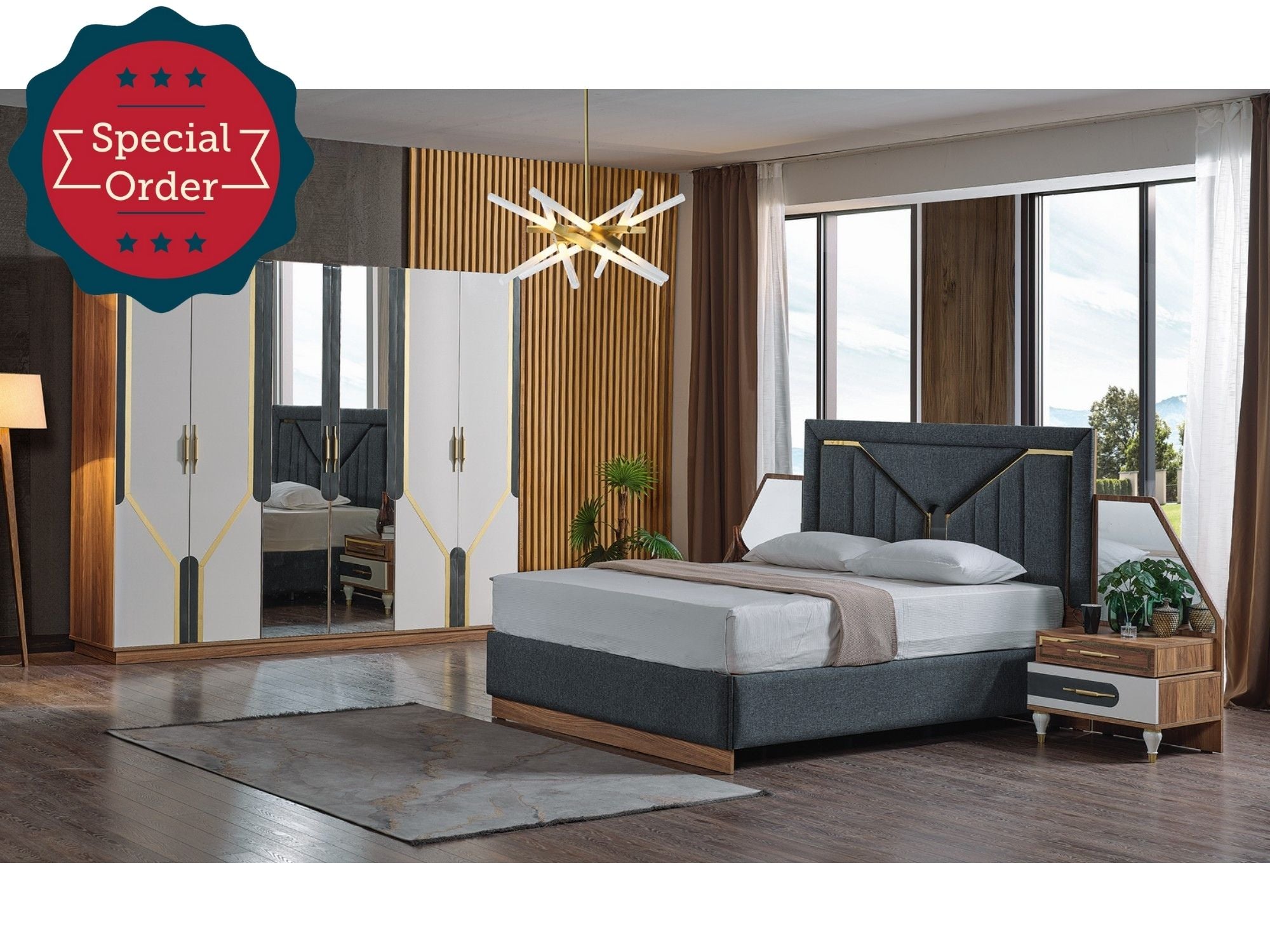 Penta Bedroom Set (Queen Storage Bed With Headboard & Dresser With Mirror & 2 Nightstand)