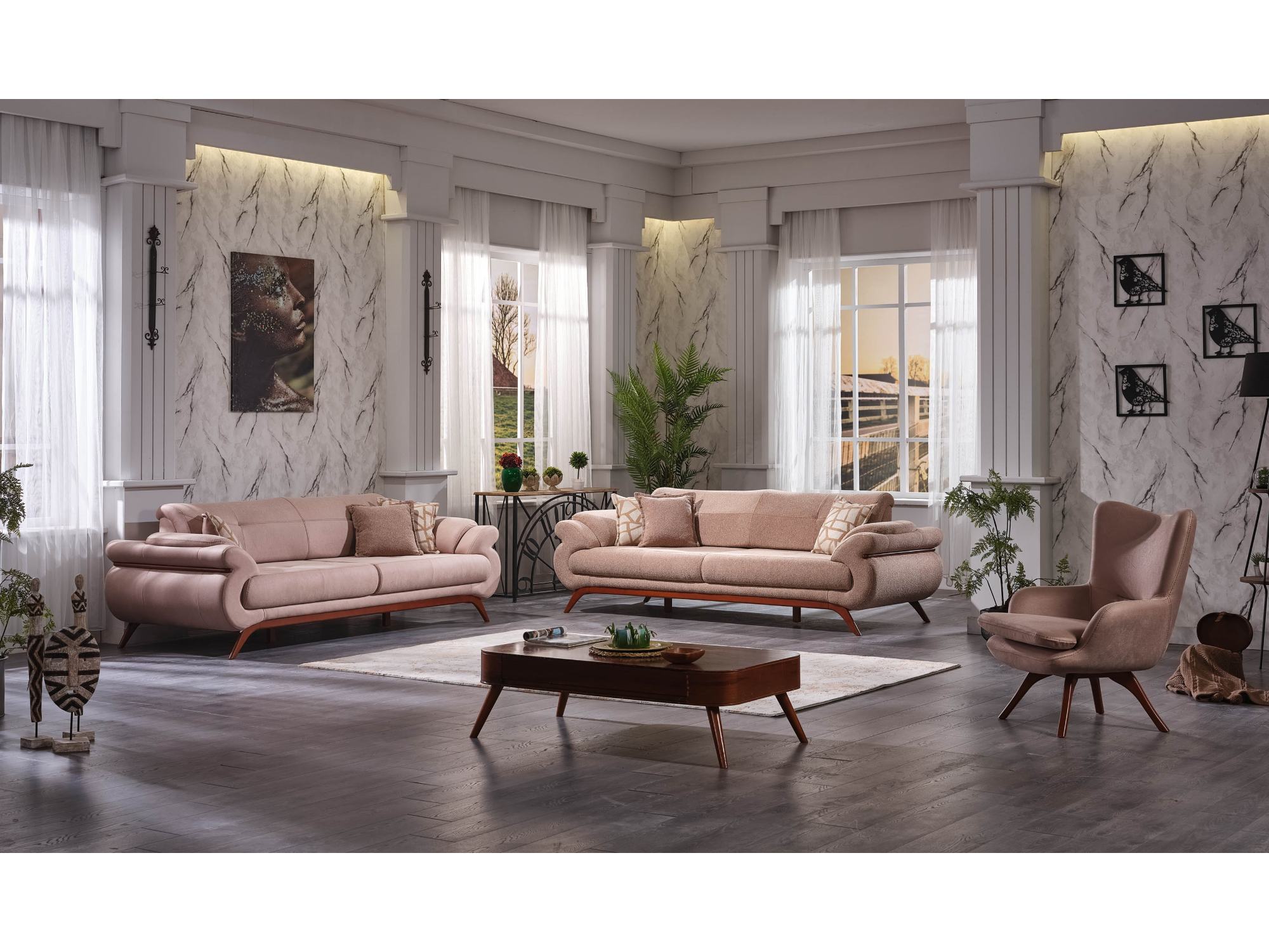Rocco Convertible Livingroom Set (2 Sofa & 2 Chair)