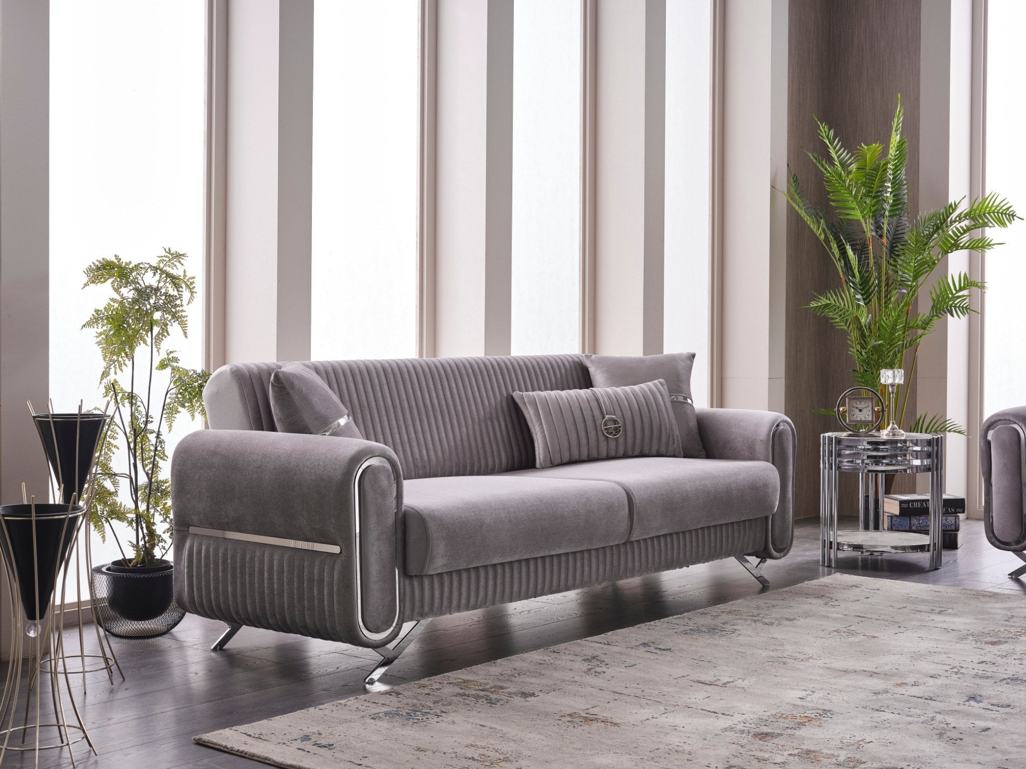 Royal Convertible Loveseat Light Grey