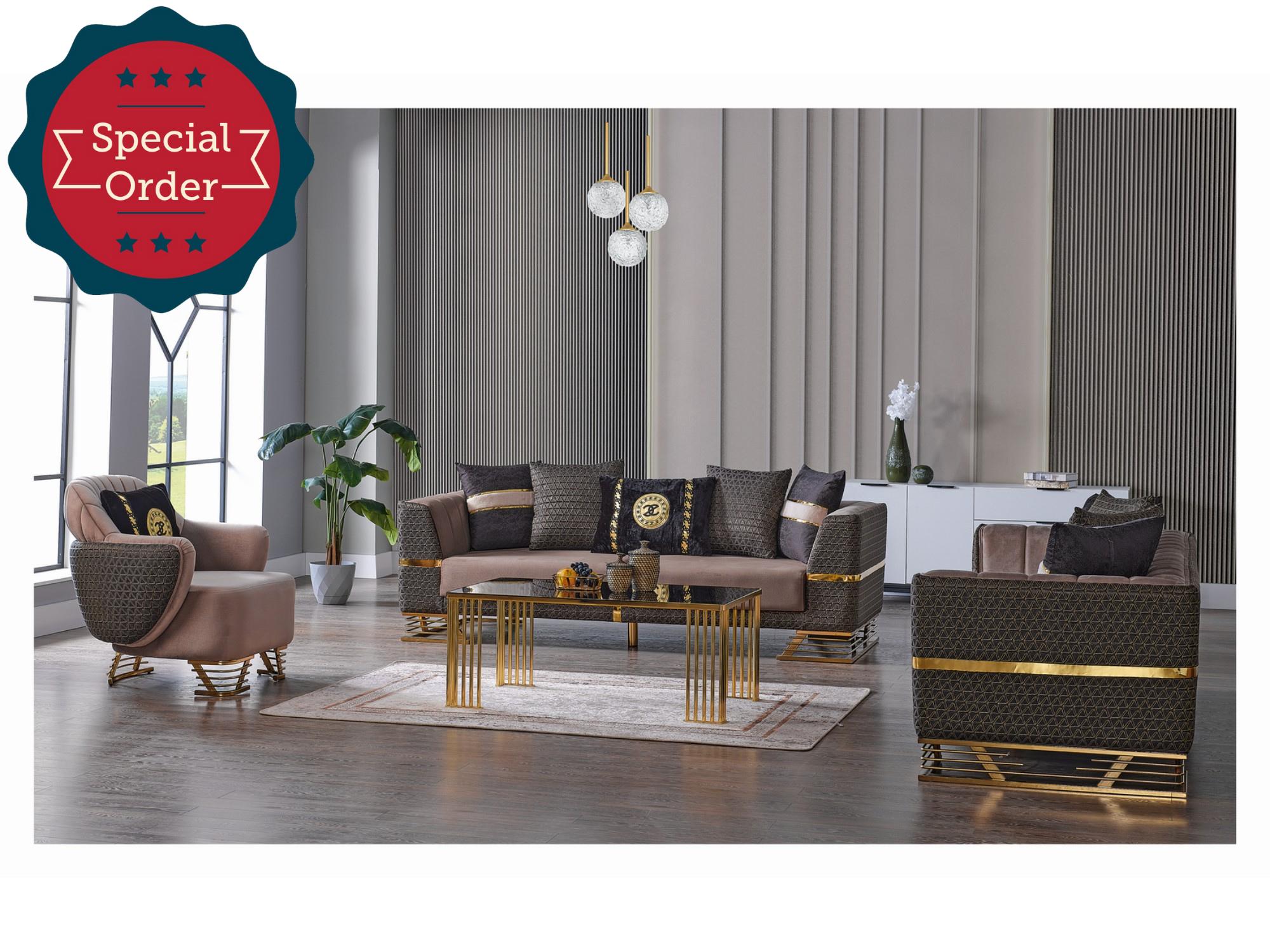 Luxury Royal Stationary Livingroom Set (2 Sofa & 2 Chair)