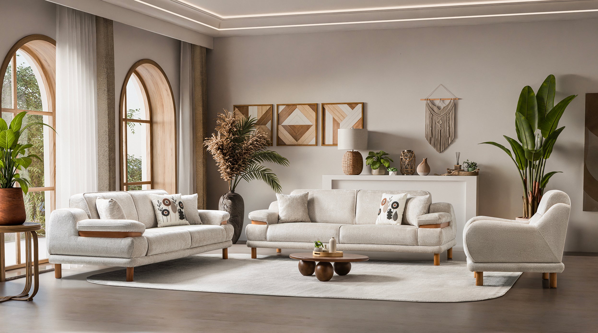 Latte 3-pieces (Sofa & Loveseat & Chair) Livingroom Set