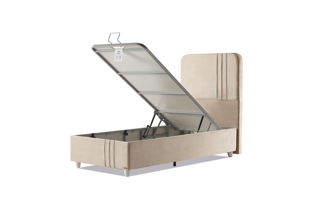 Lotus Storage Bed (140x190 Cm) Cream