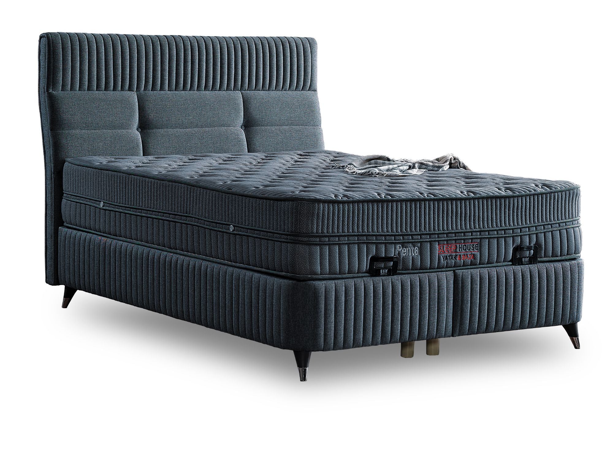 Tetra Storage Bed With Headboard Grey