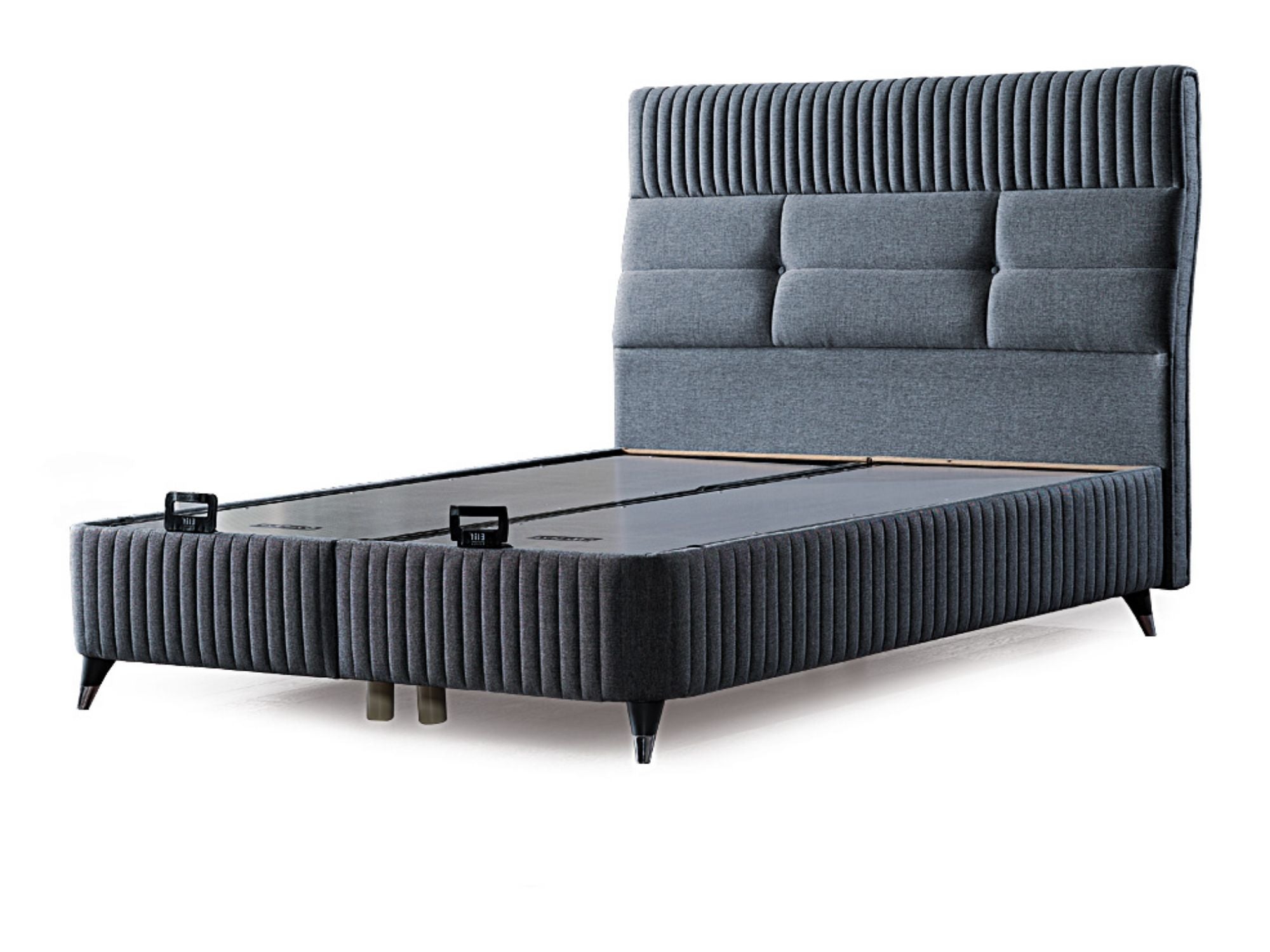 Tetra Storage Bed With Headboard Grey