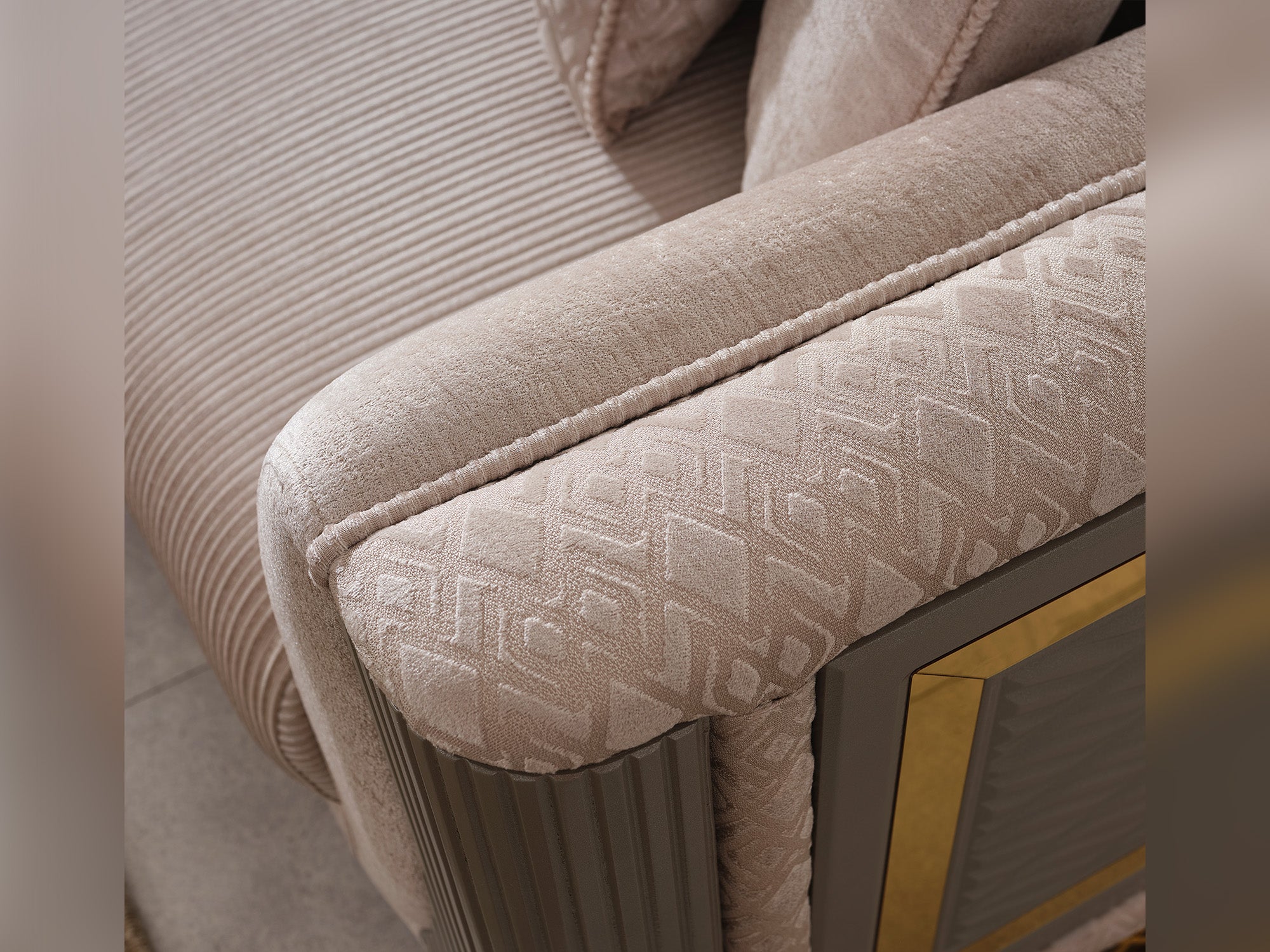 Valentino Stationary Livingroom (2 Sofa & 2 Chair) Beige