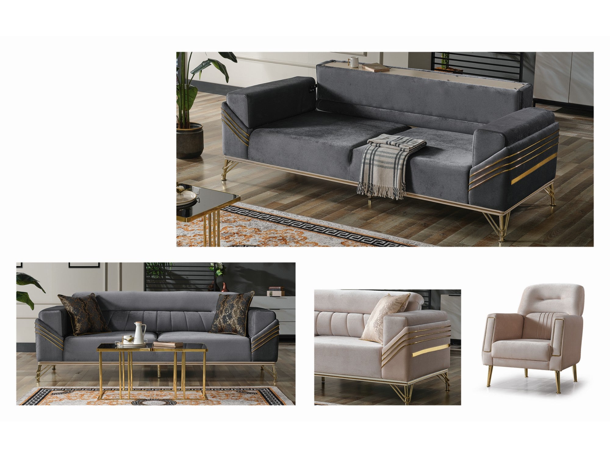 Vega Convertible Livingroom Set (2 Sofa & 2 Chair)