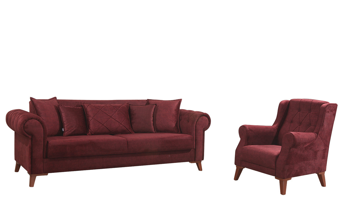 Derozzo Convertible Livingroom Loveseat Burgundy