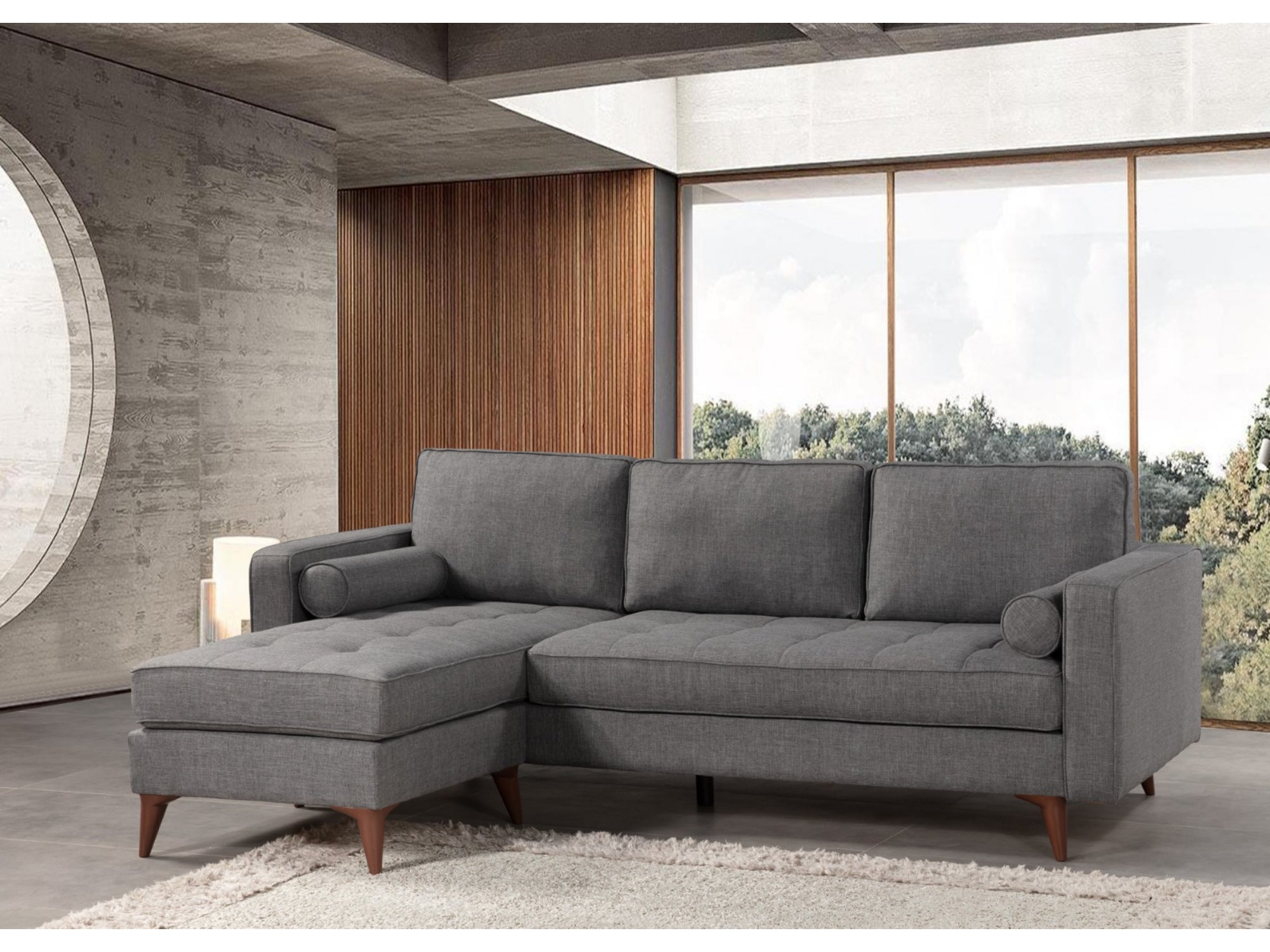 Still Livingroom Sectional Dark Grey