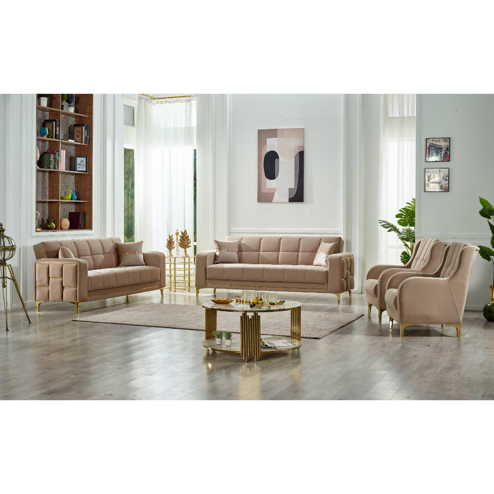 Alice Convertible Livingroom (1 Sofa & 1 Loveseat & 1 Chair) Beige