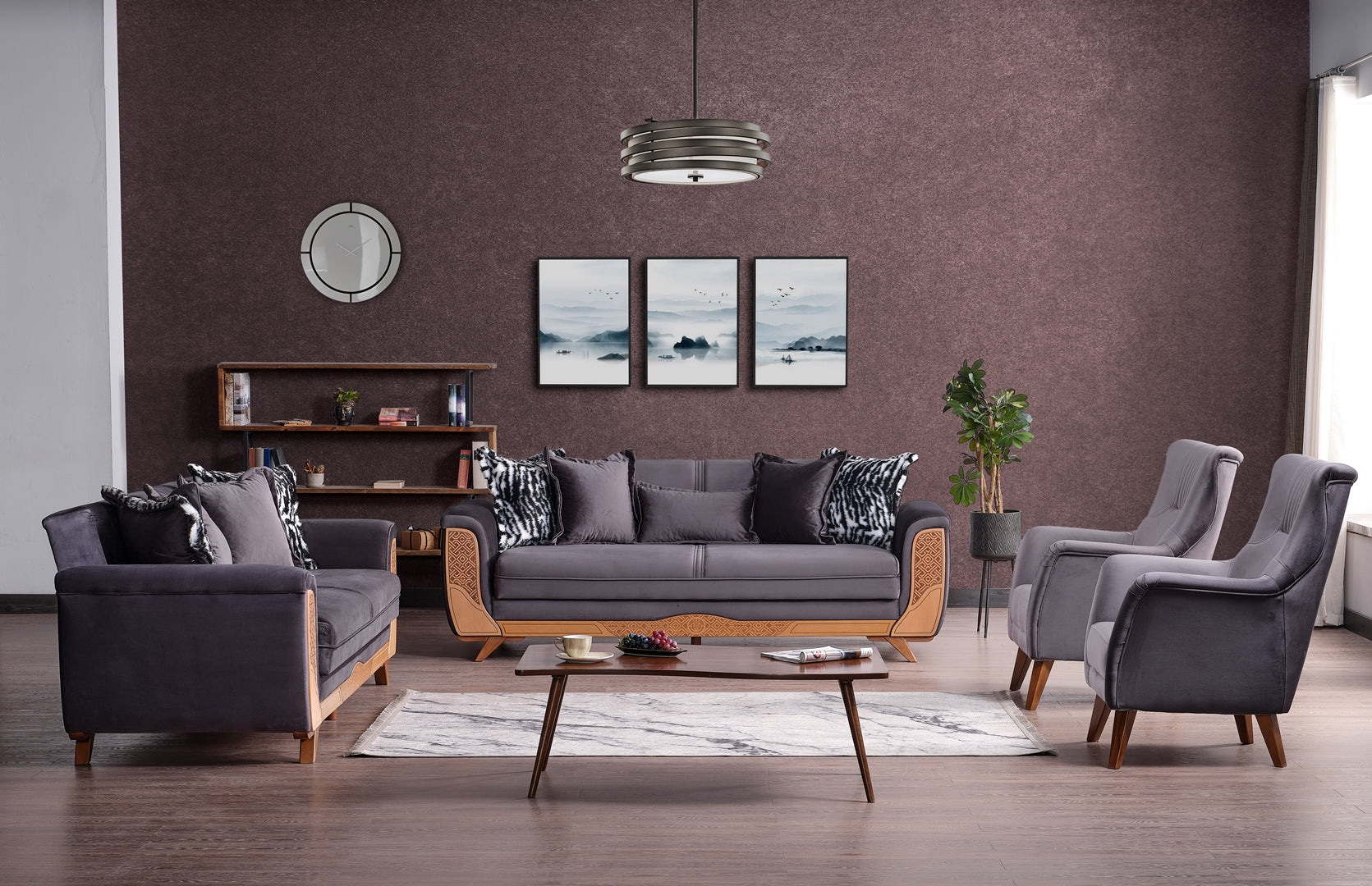 Alyans Convertible Livingroom (2 Sofa & 2 Chair) Grey