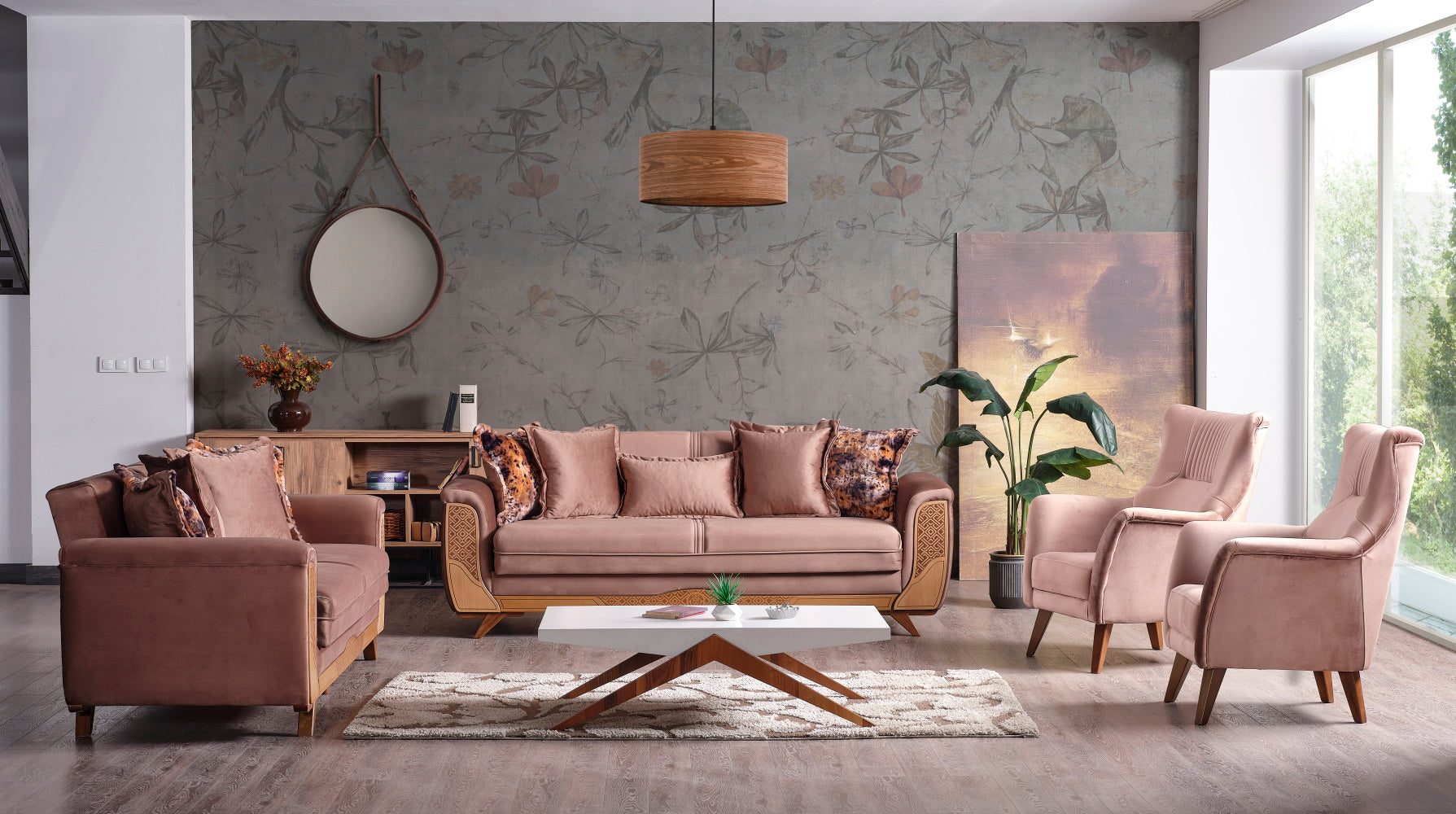 Alyans Convertible Livingroom (1 Sofa & 1 Loveseat & 1 Chair) Brown