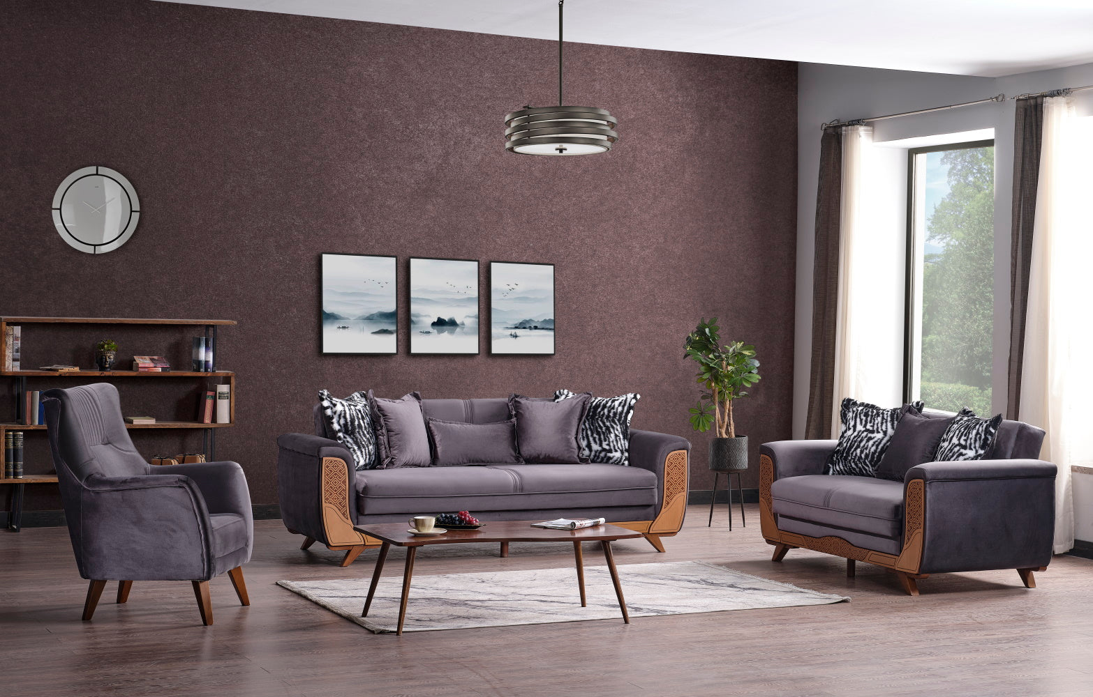 Alyans Convertible Livingroom (2 Sofa & 2 Chair) Grey
