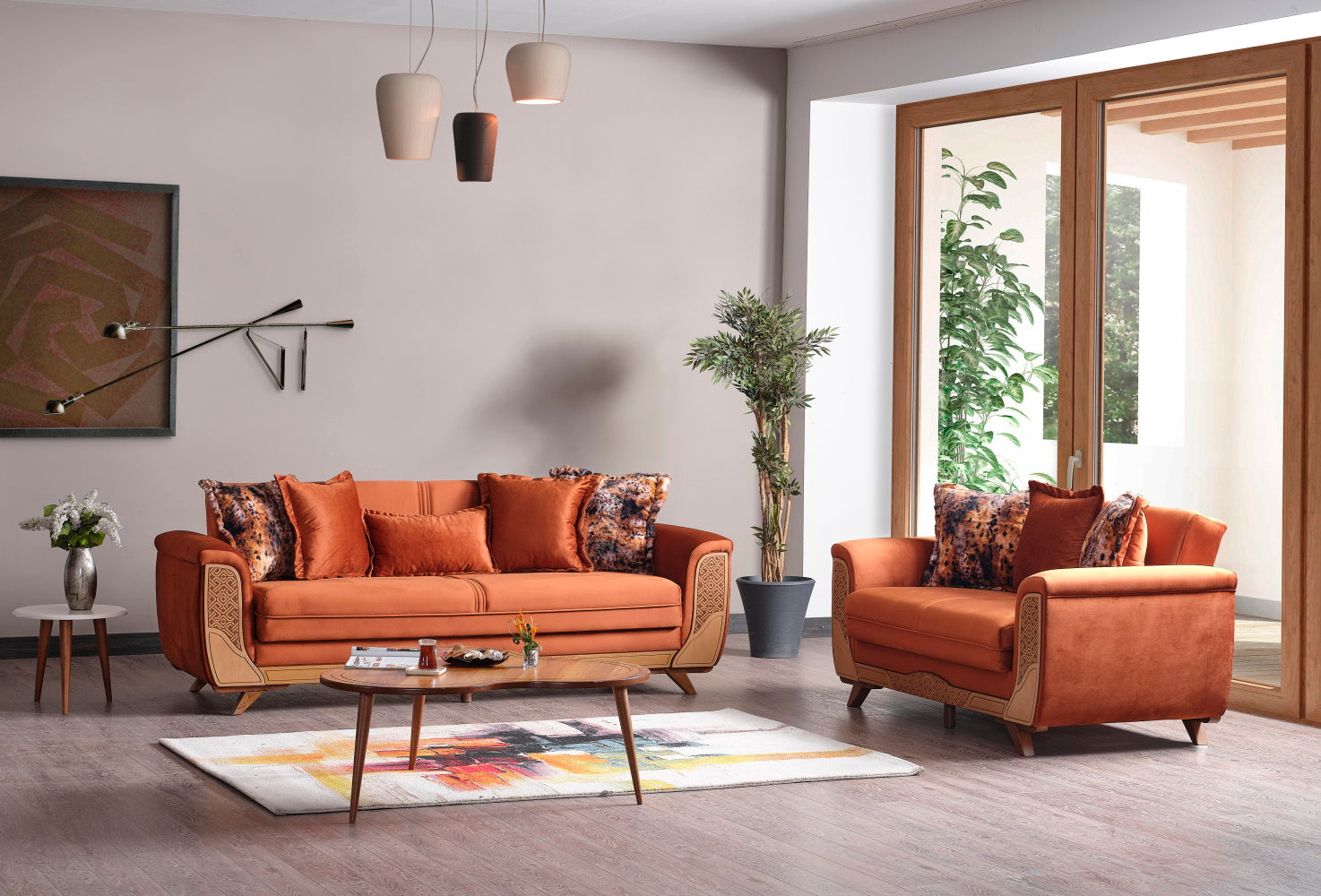 Alyans Convertible Sofa Orange