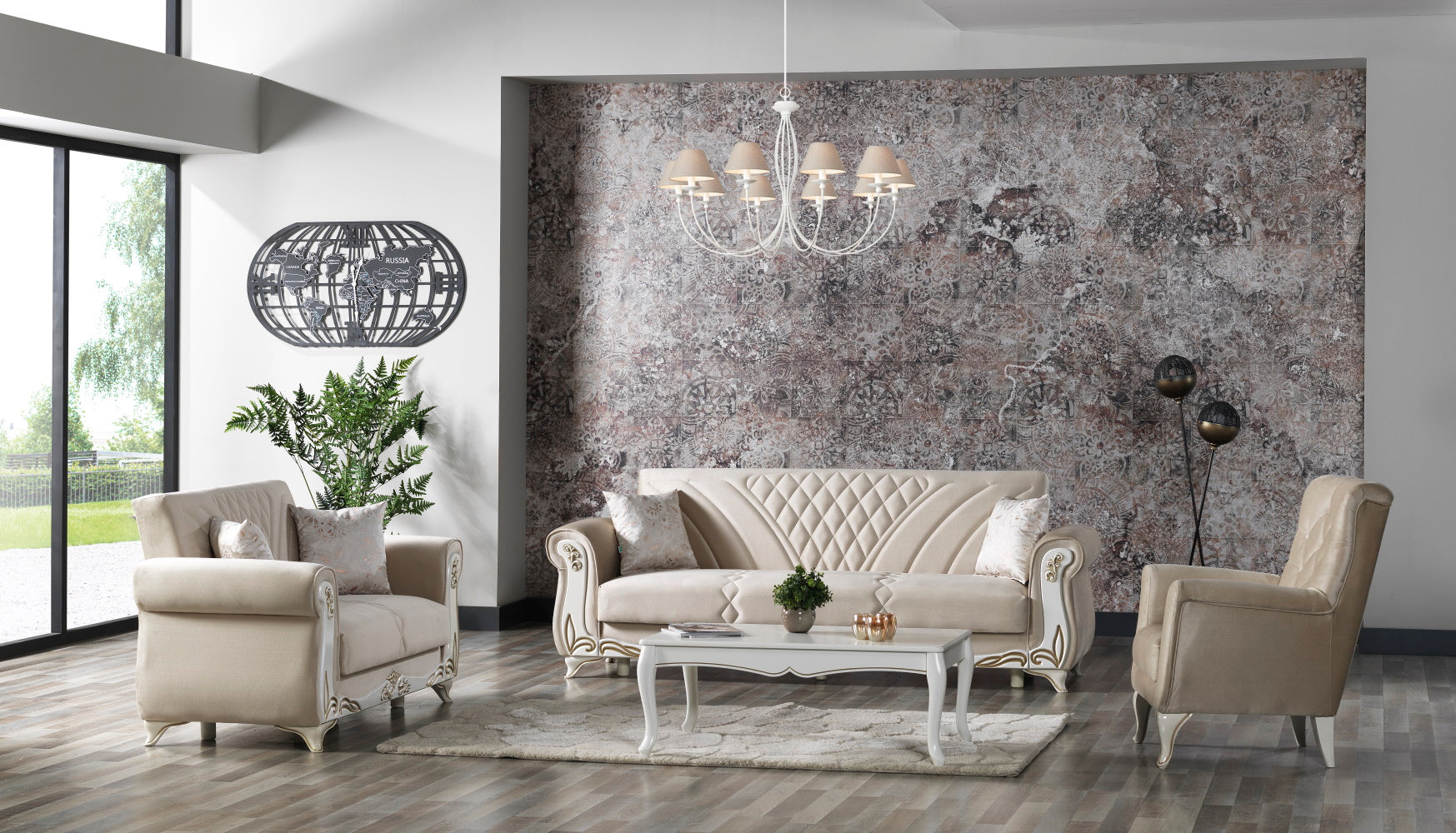 Asos Convertible Livingroom (2 Sofa & 2 Chair) Khaki Beige