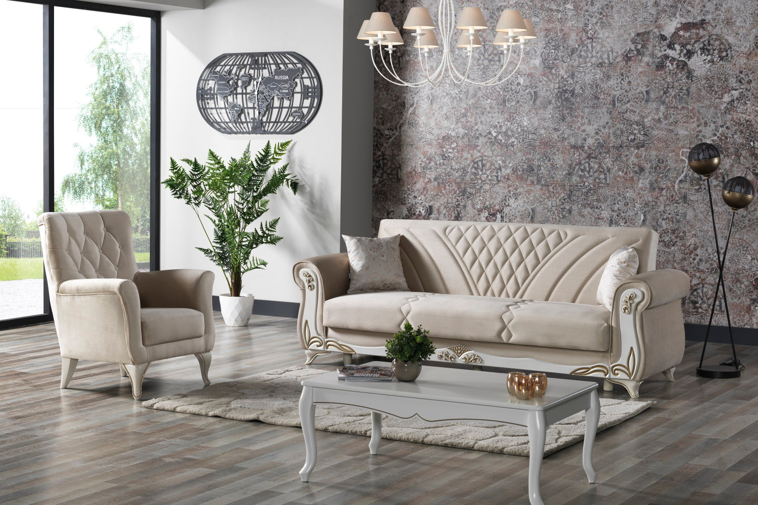 Asos Convertible Livingroom (1 Sofa & 1 Loveseat) Khaki Beige