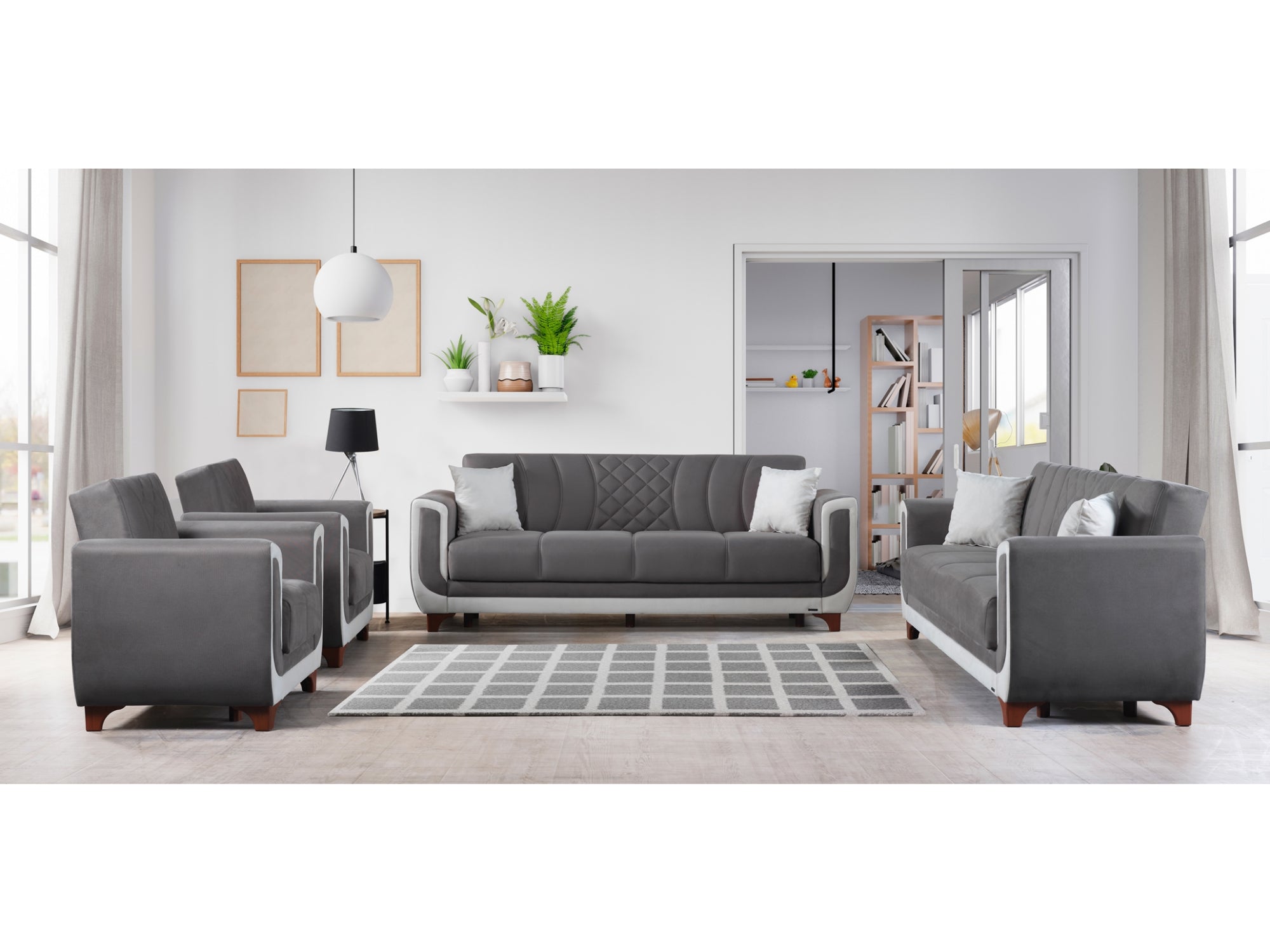 Berre Convertible Sofa Grey