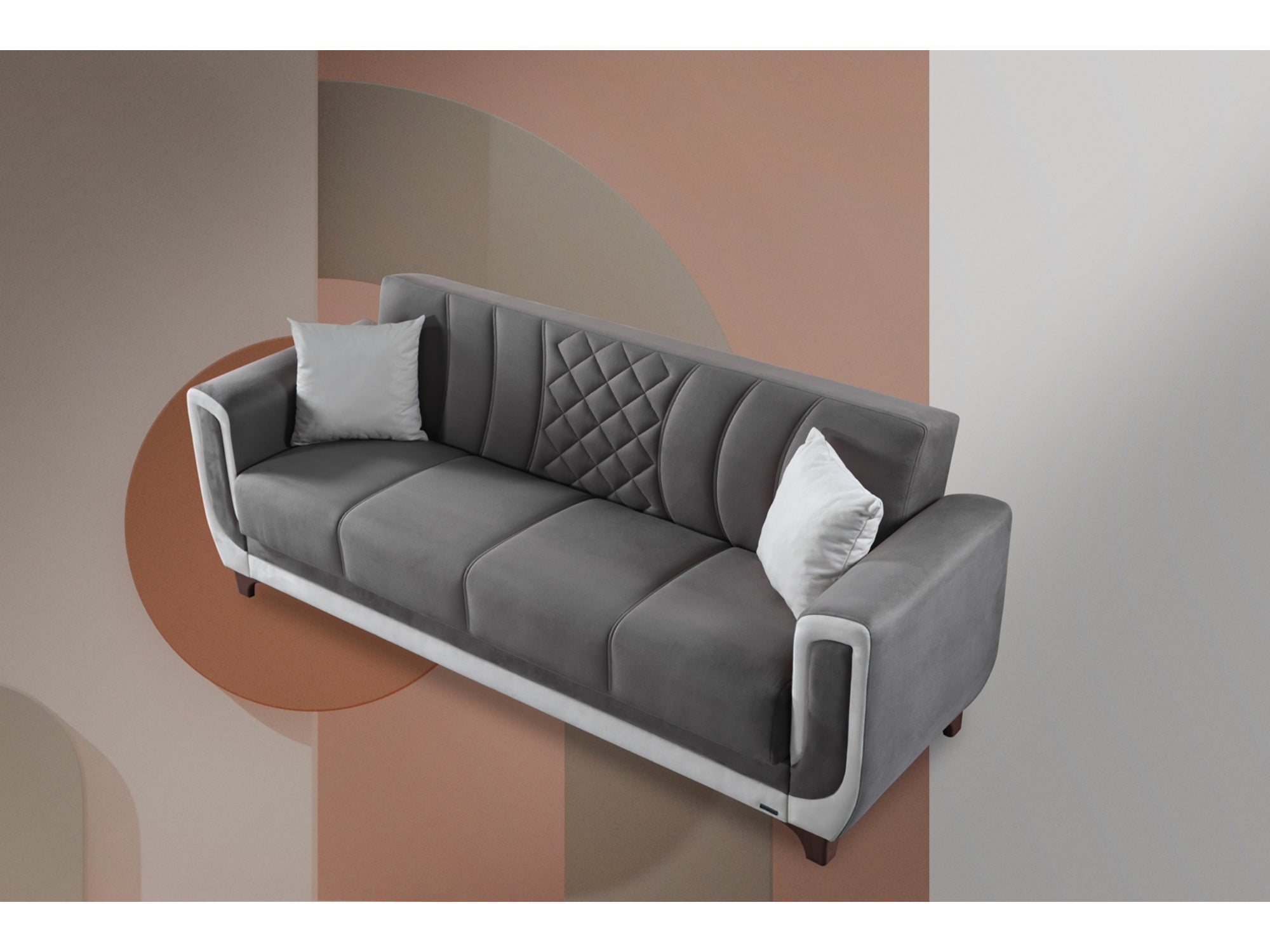 Berre Convertible Livingroom (2 Sofa & 2 Chair) Grey