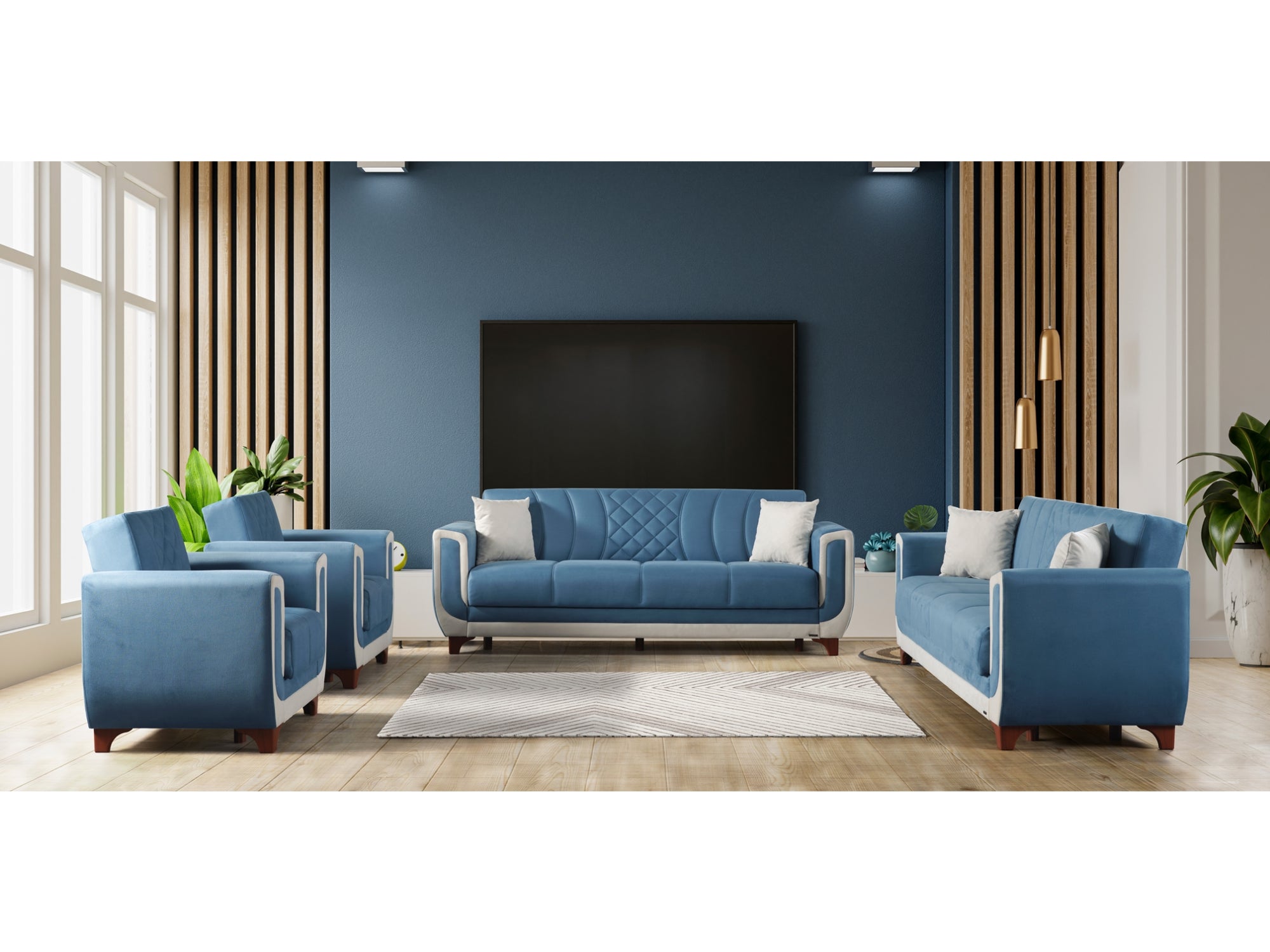 Berre Convertible Sofa Blue