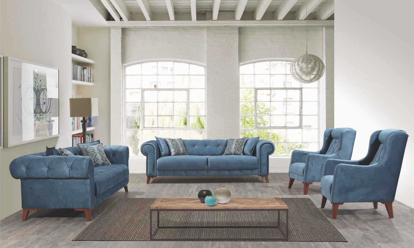 Bernardo Convertible Livingroom Loveseat Blue