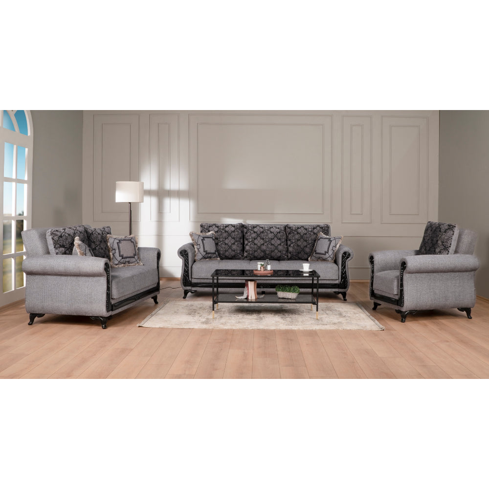 Breda Convertible Livingroom (1 Sofa & 1 Loveseat & 1 Chair) Light Grey
