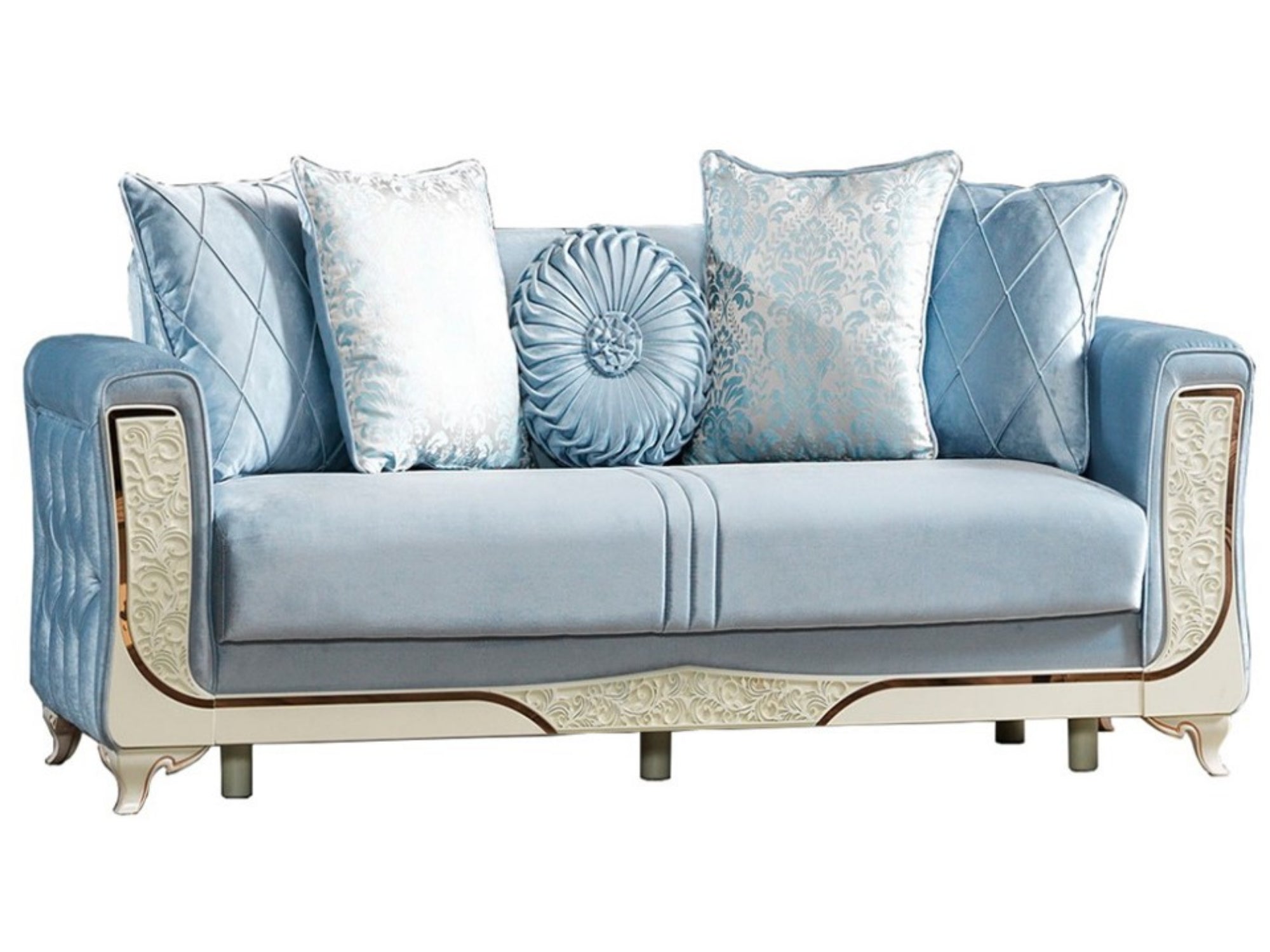 Carmen Convertible Livingroom Loveseat Light Blue