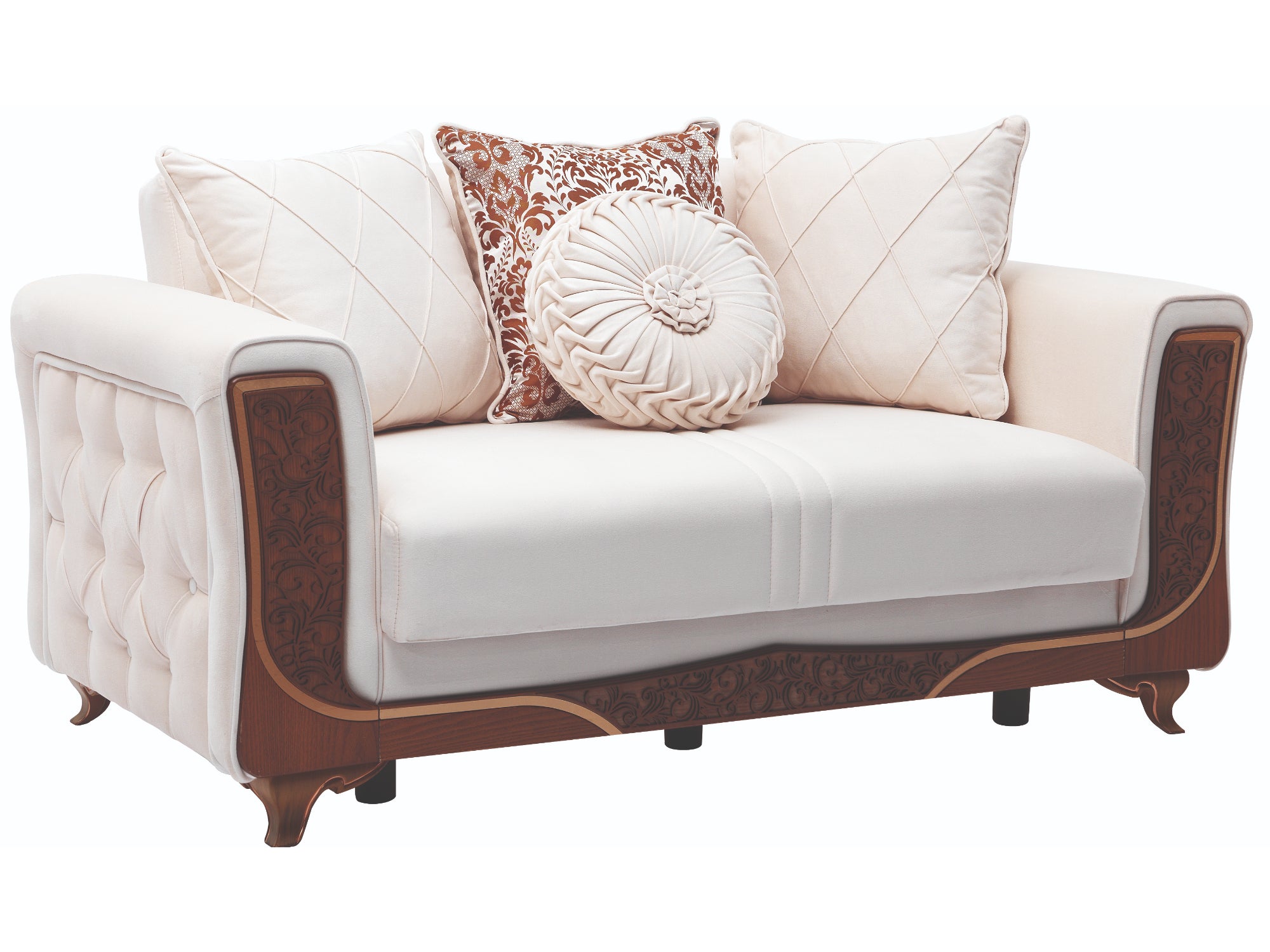 Carmen Convertible Livingroom Loveseat Ivory White