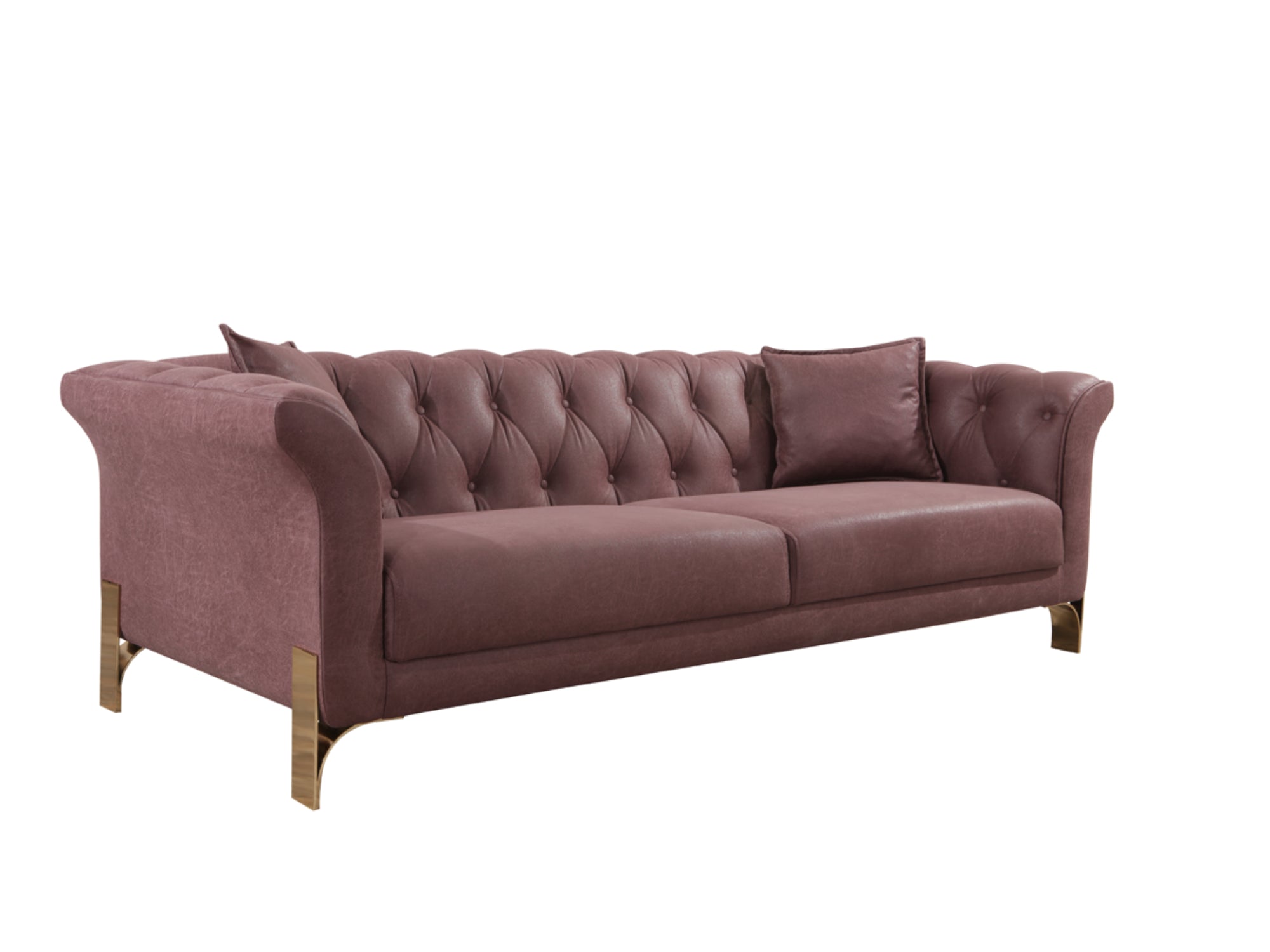 Chess Stationary Livingroom Sofa Purple With Gold Legs