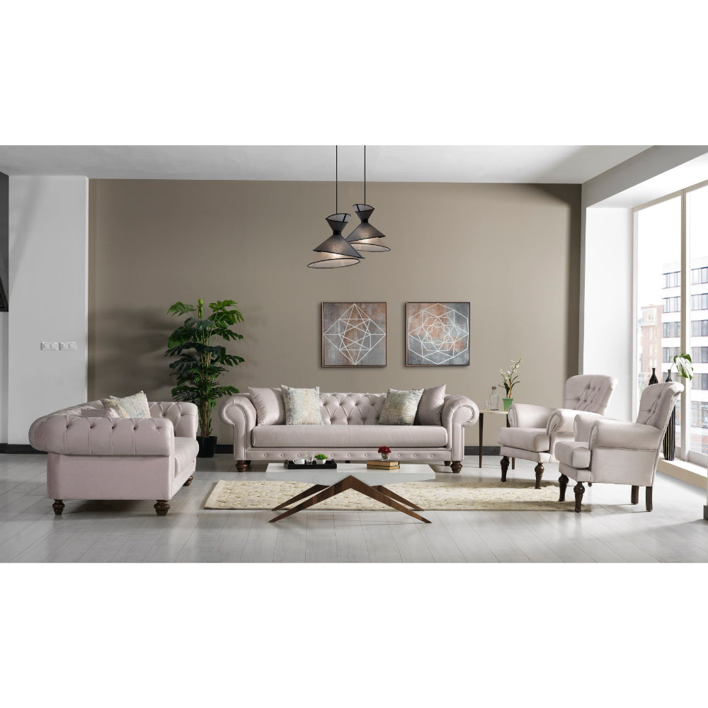 Chester Stationary Livingroom (2 Sofa & 2 Chair) Cream