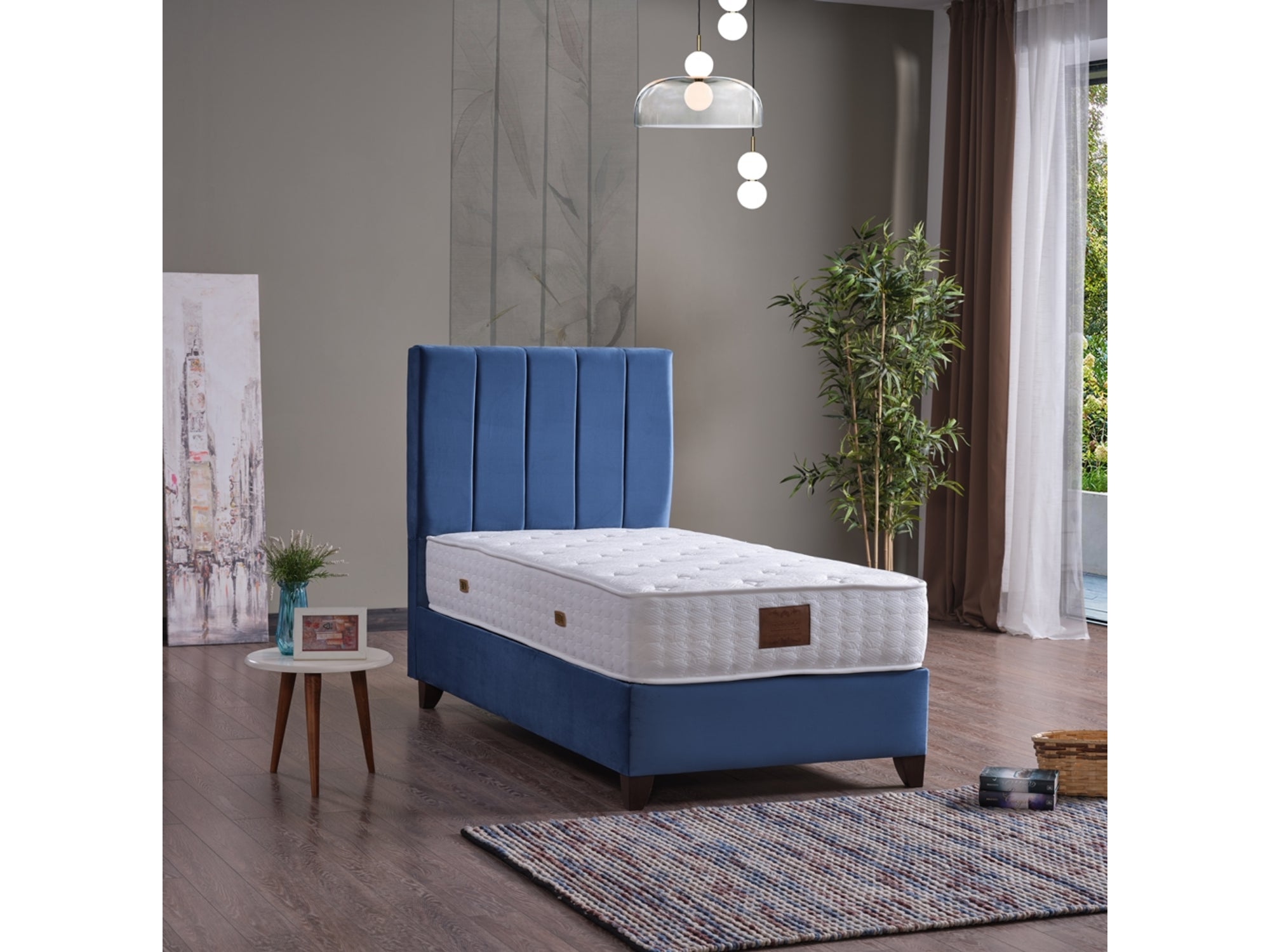 Cordoba Storage Bed With Headboard Light Blue