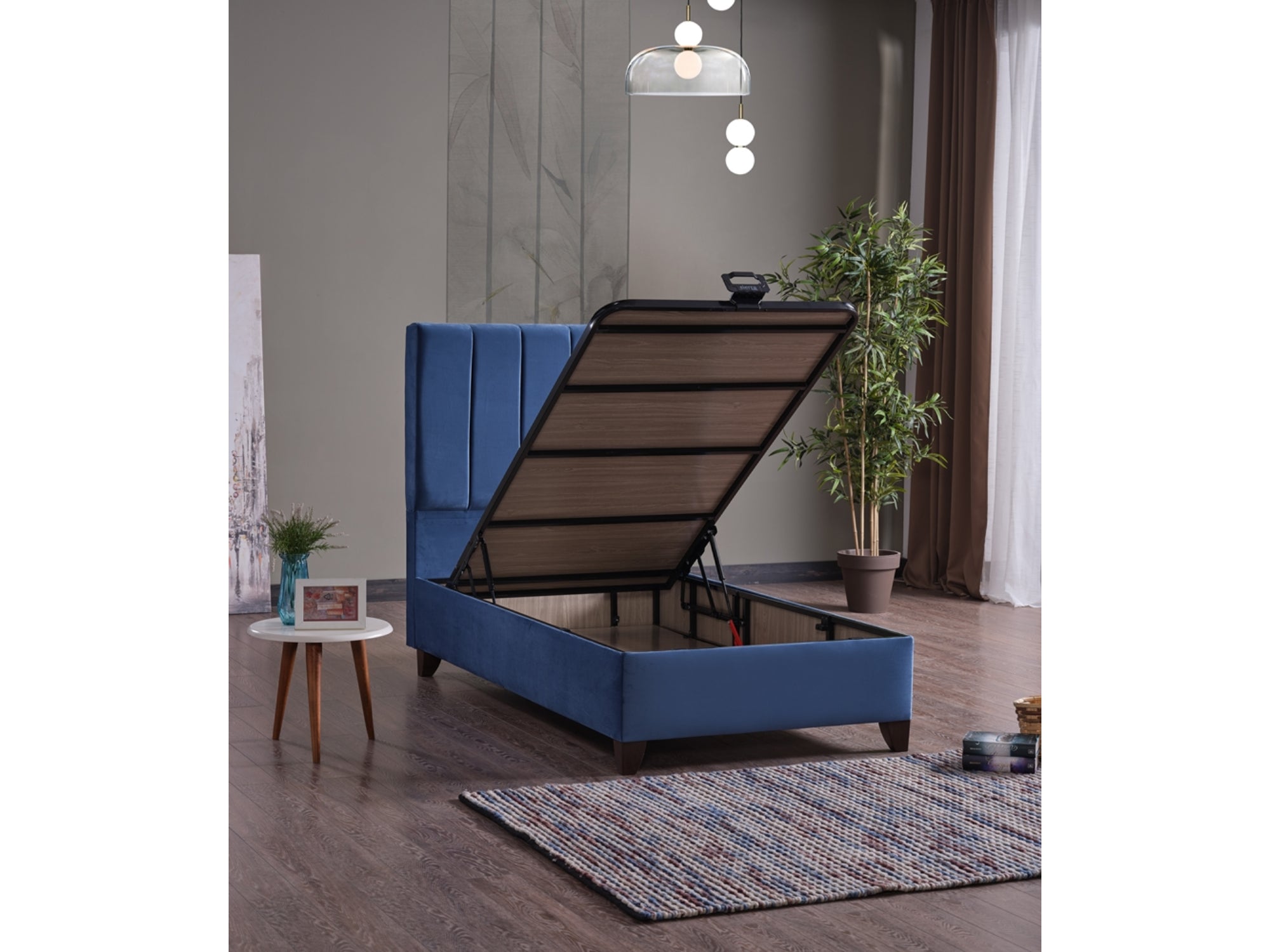 Cordoba Storage Bed With Headboard Light Blue