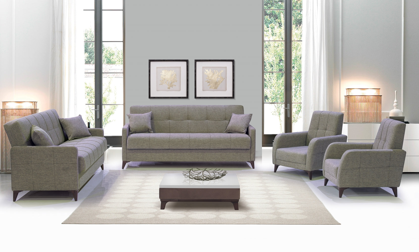 Eylul Convertible Livingroom Loveseat Beige