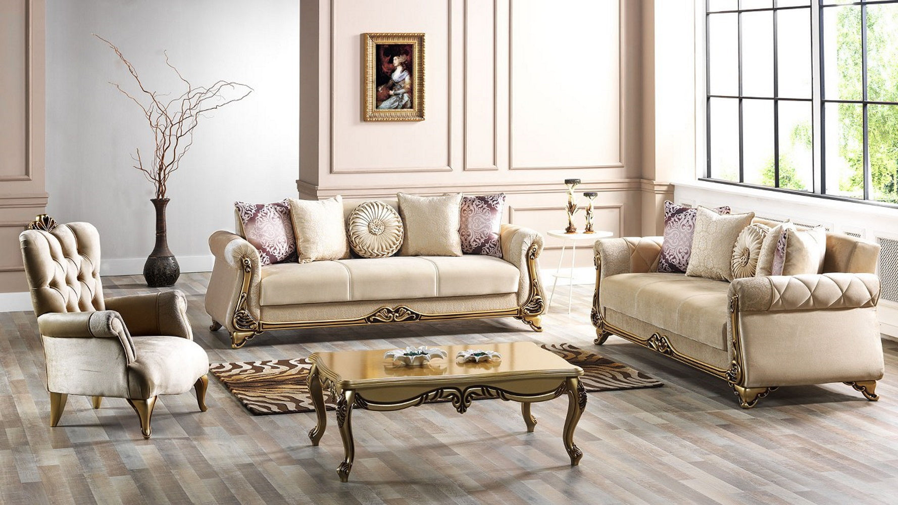 Harmony Convertible Loveseat Khaki Beige