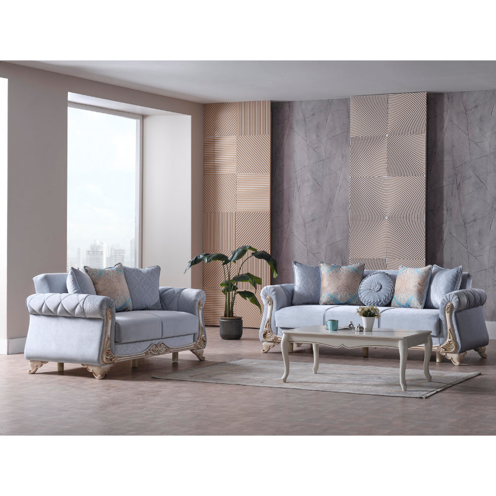 Harmony Convertible Livingroom (1 Sofa & 1 Loveseat) Ice Blue