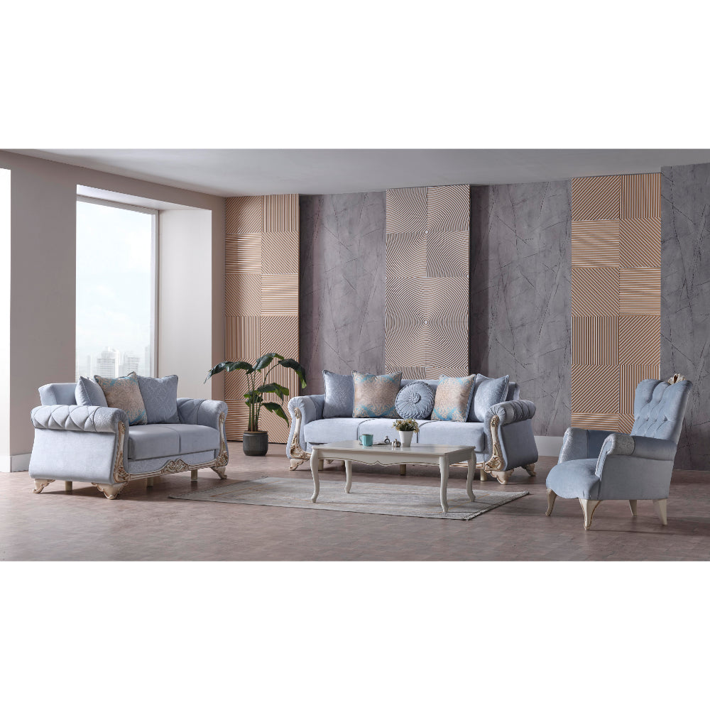 Harmony Convertible Livingroom (2 Sofa & 2 Chair) Ice Blue
