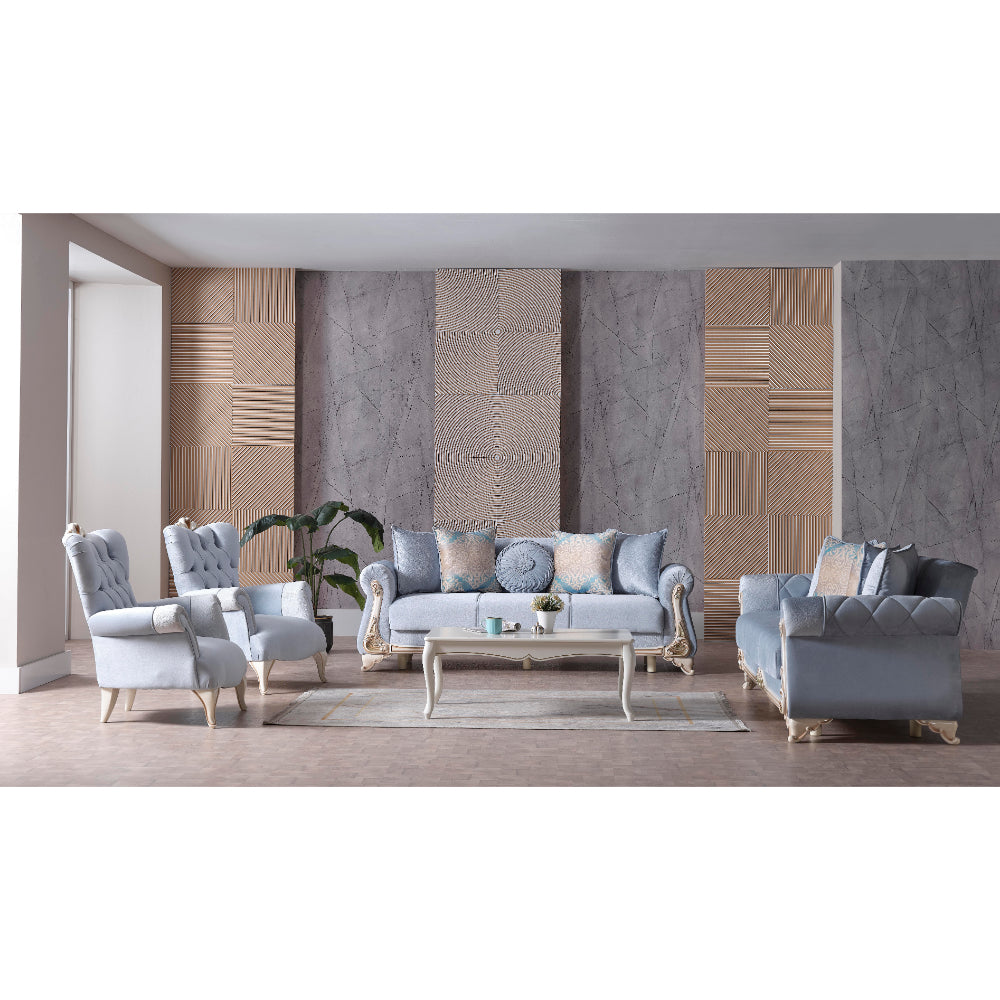 Harmony Convertible Livingroom (1 Sofa & 1 Loveseat & 1 Chair) Ice Blue