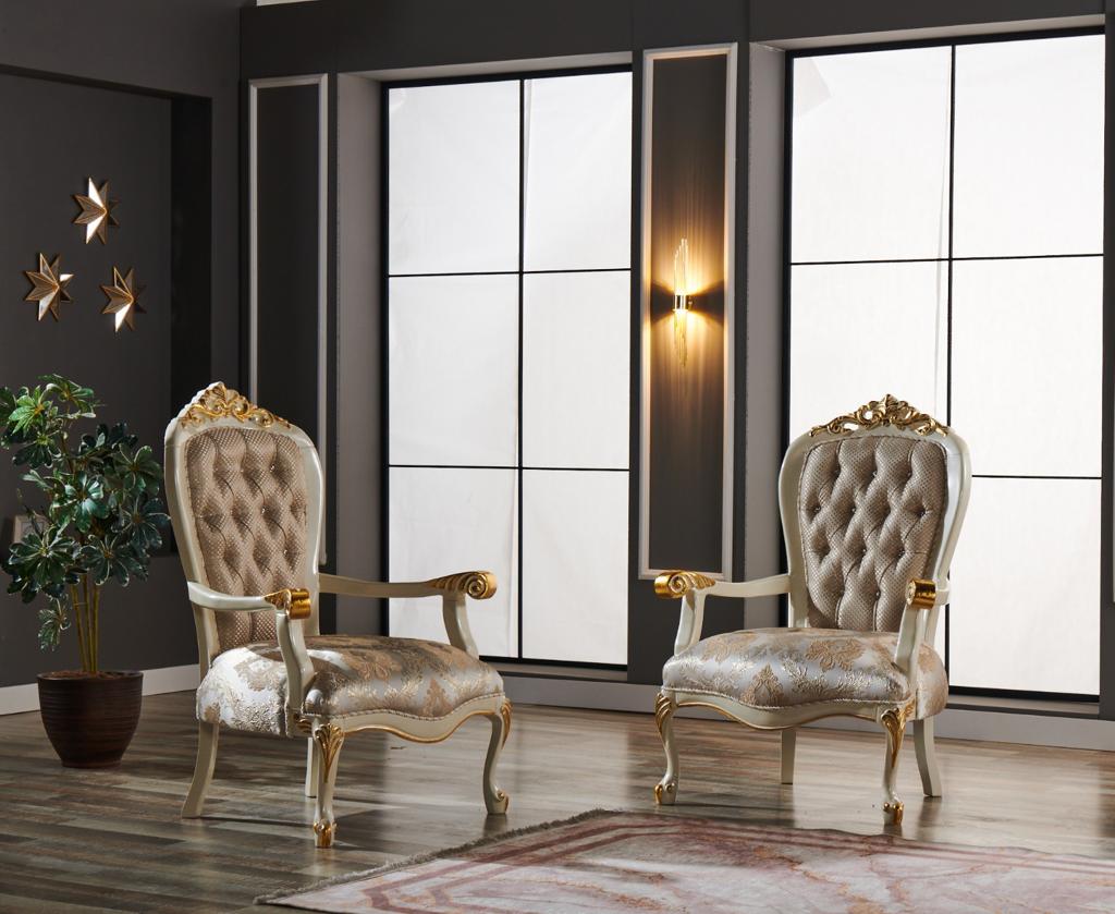Kardelen Traditional Livingroom (2 Sofa & 2 Chair) Cream