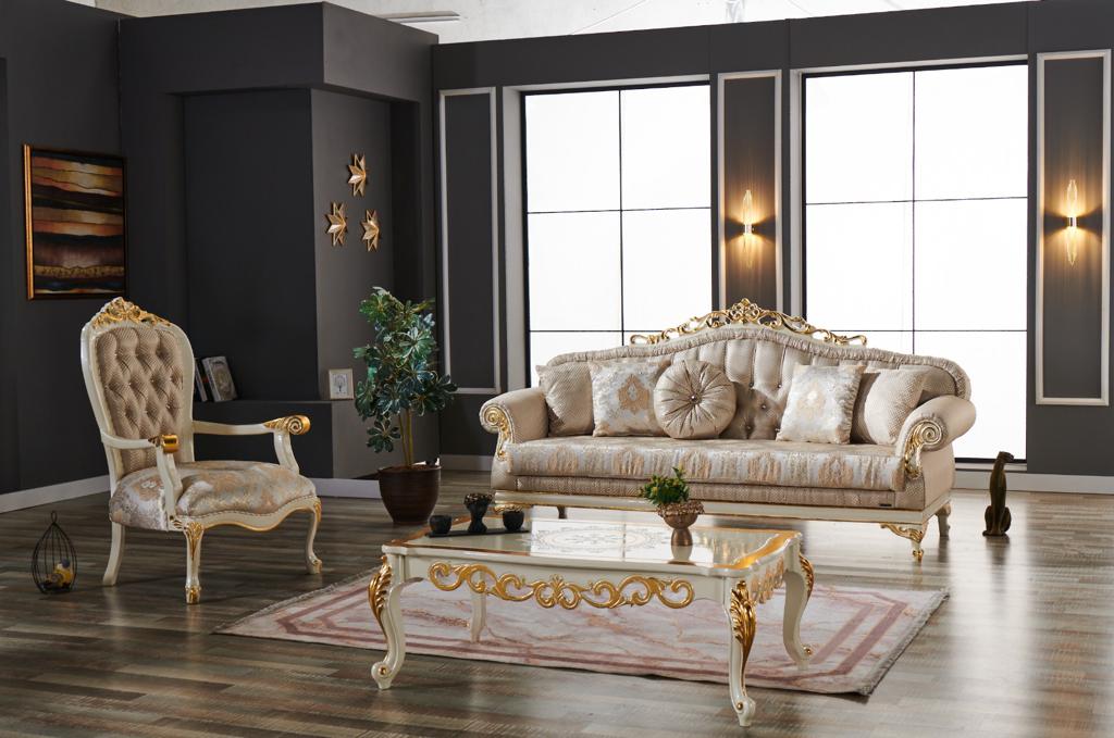Kardelen Traditional Livingroom (2 Sofa & 2 Chair) Cream