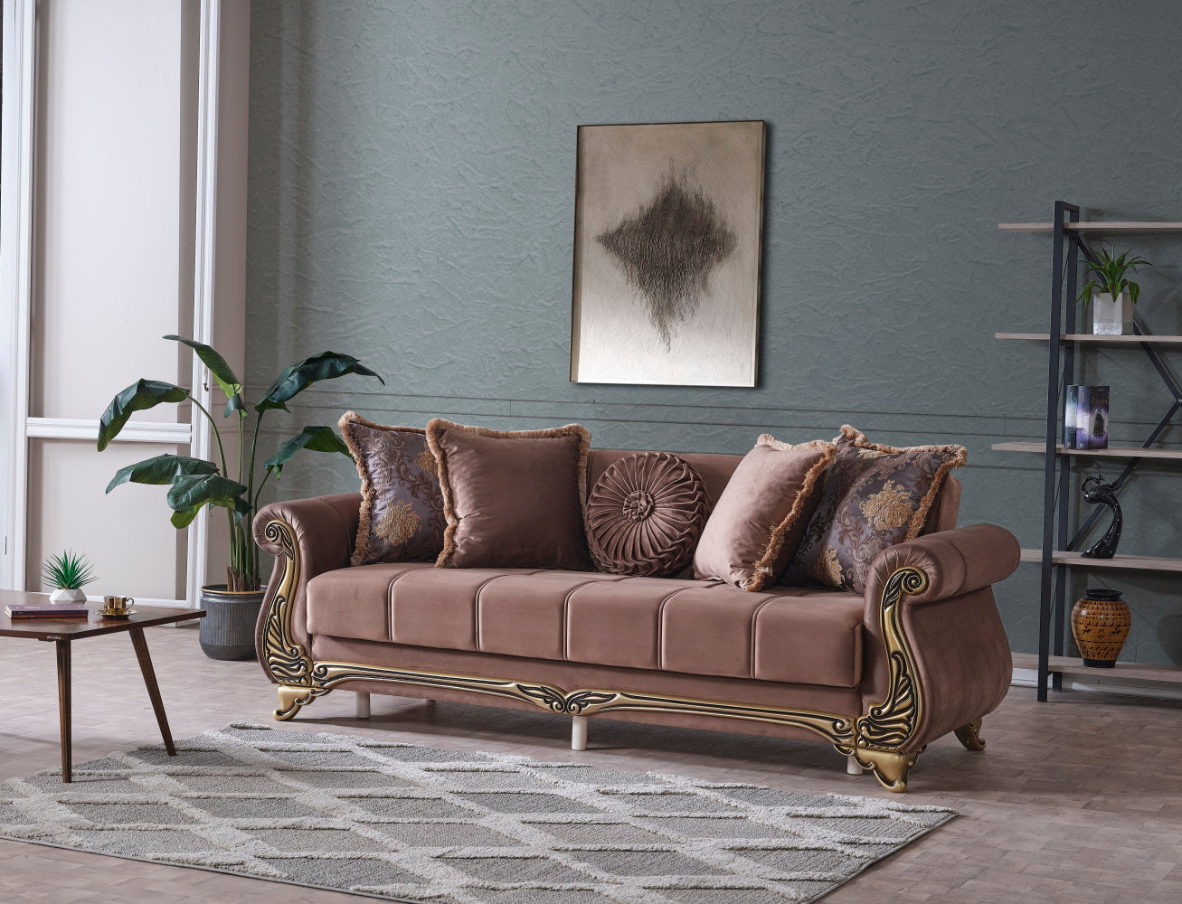 Karizma Convertible Livingroom (2 Sofa & 2 Chair) Brown