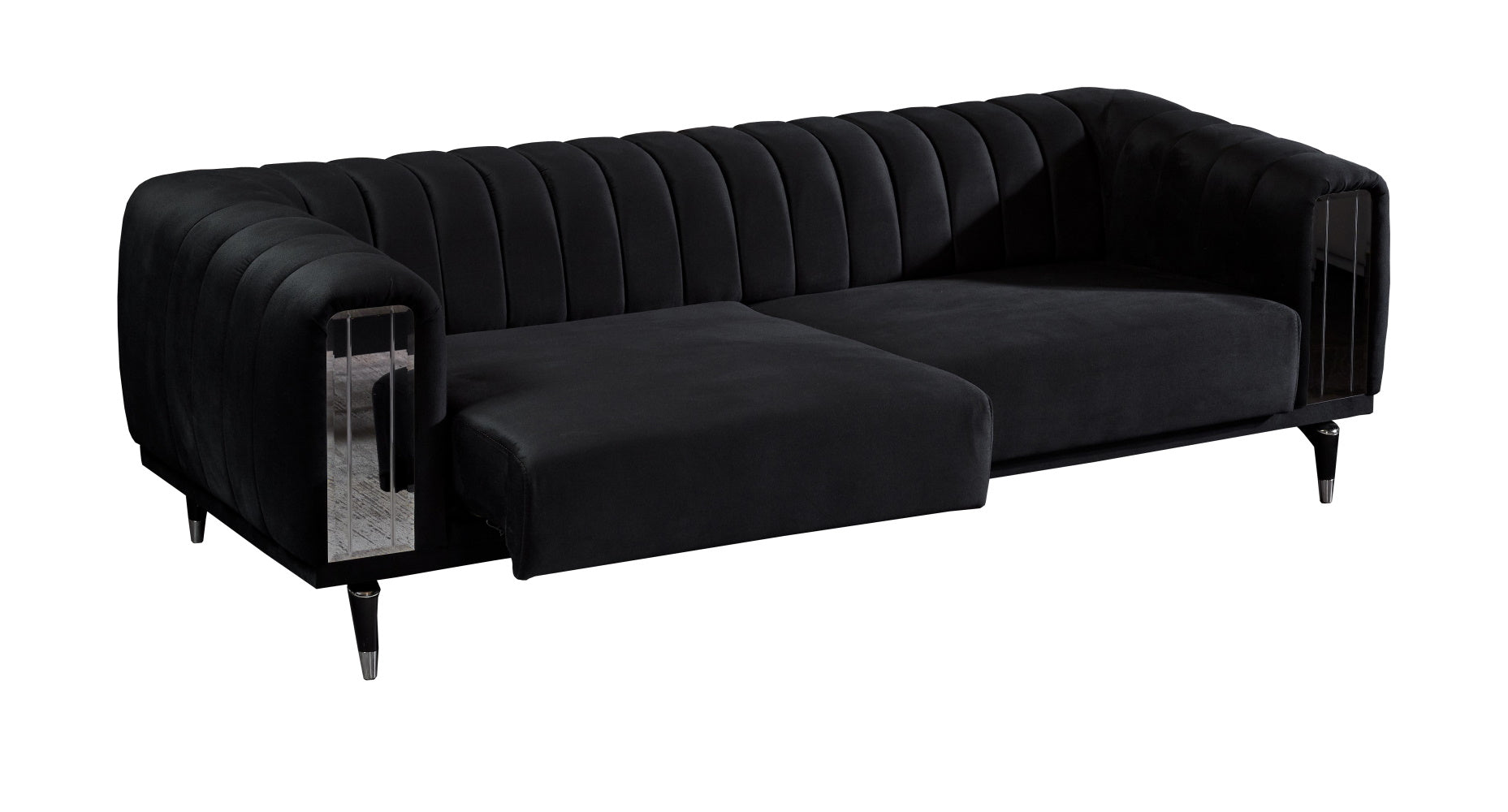 Keops Convertible Livingroom (1 Black Sofa & 1 Grey Sofa & 1 Black Chair )