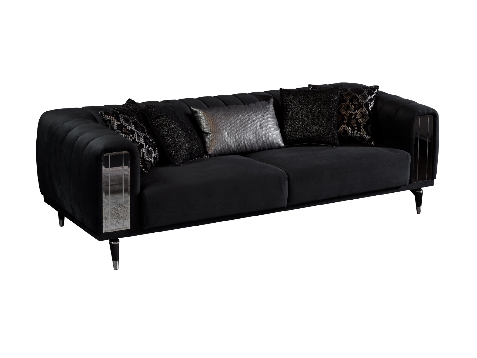 Keops Convertible Livingroom Sofa Black With Bedand Mirror