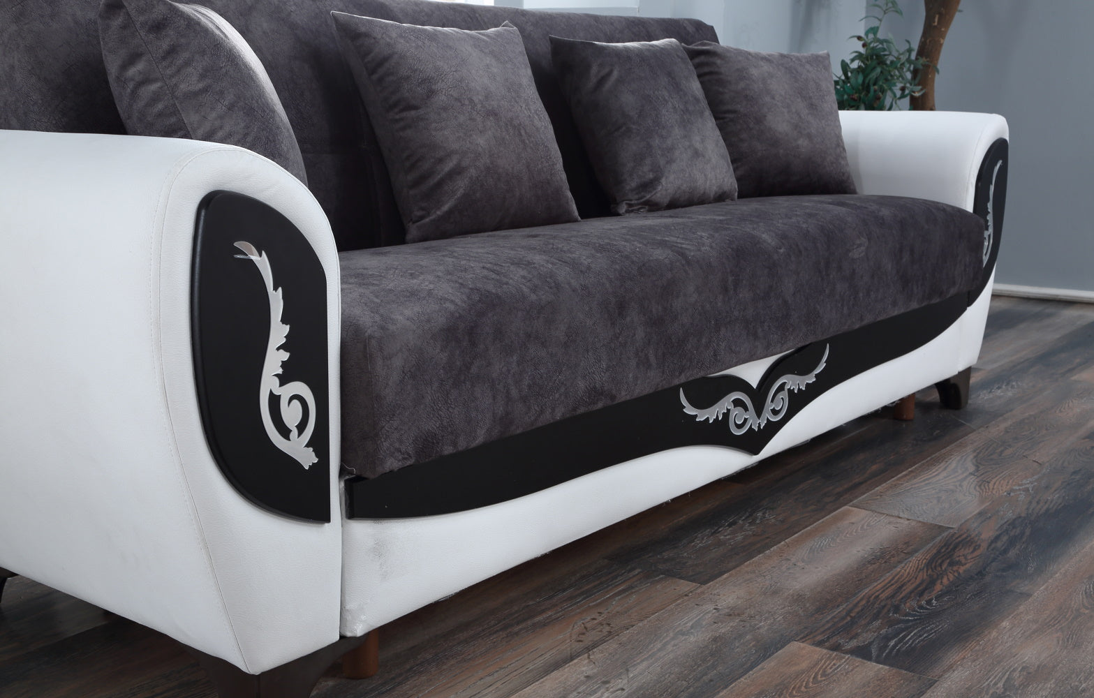 Legacy Convertible Livingroom Sofa White Vynil