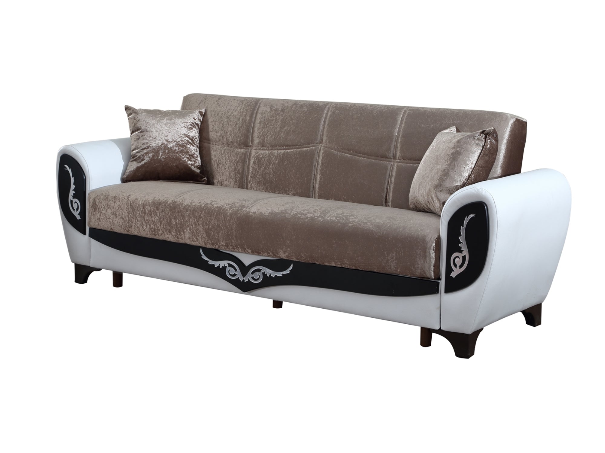 Legacy Convertible Livingroom Sofa Dropp Brown White Vynil