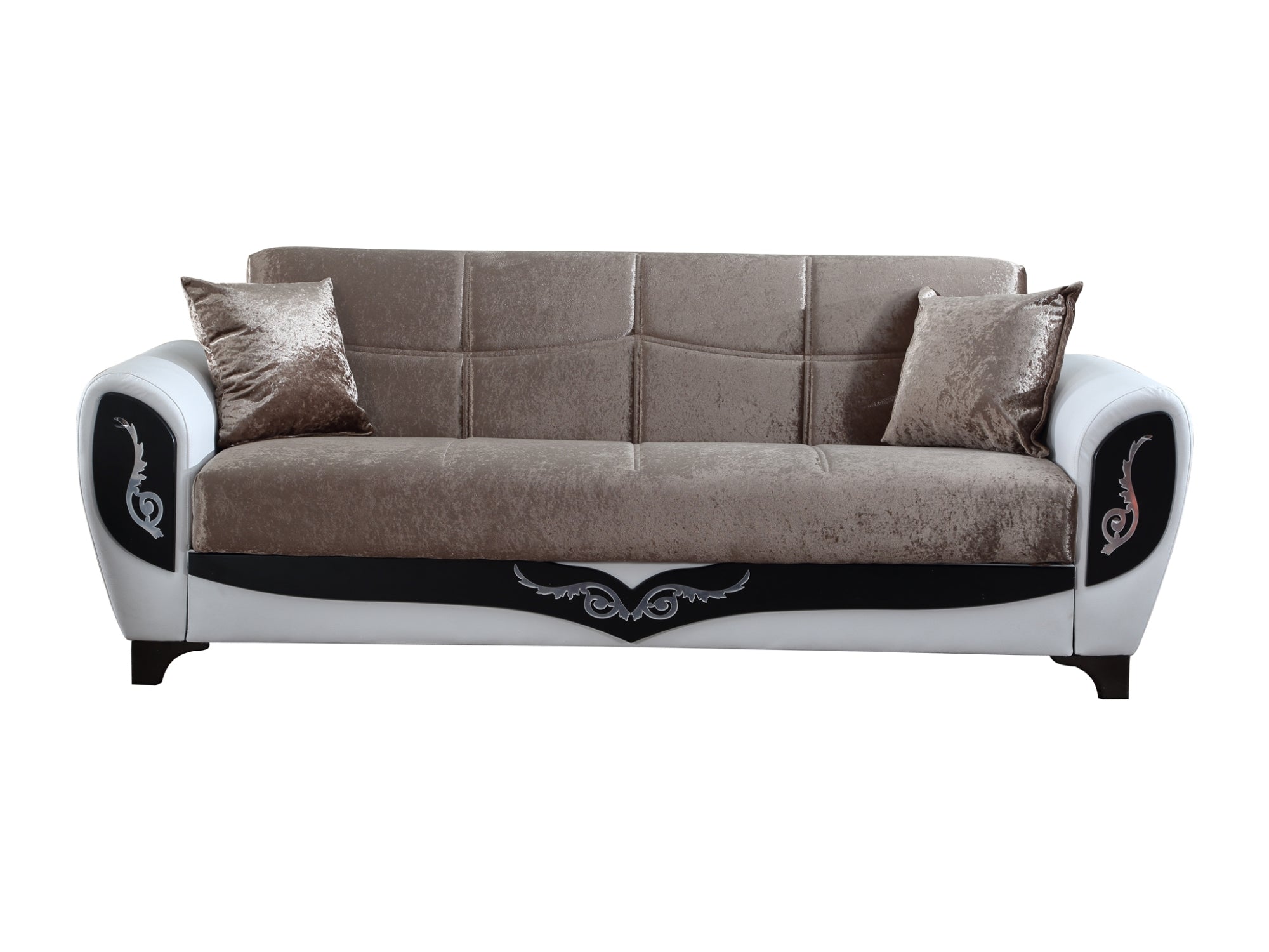 Legacy Convertible Livingroom Sofa Dropp Brown White Vynil