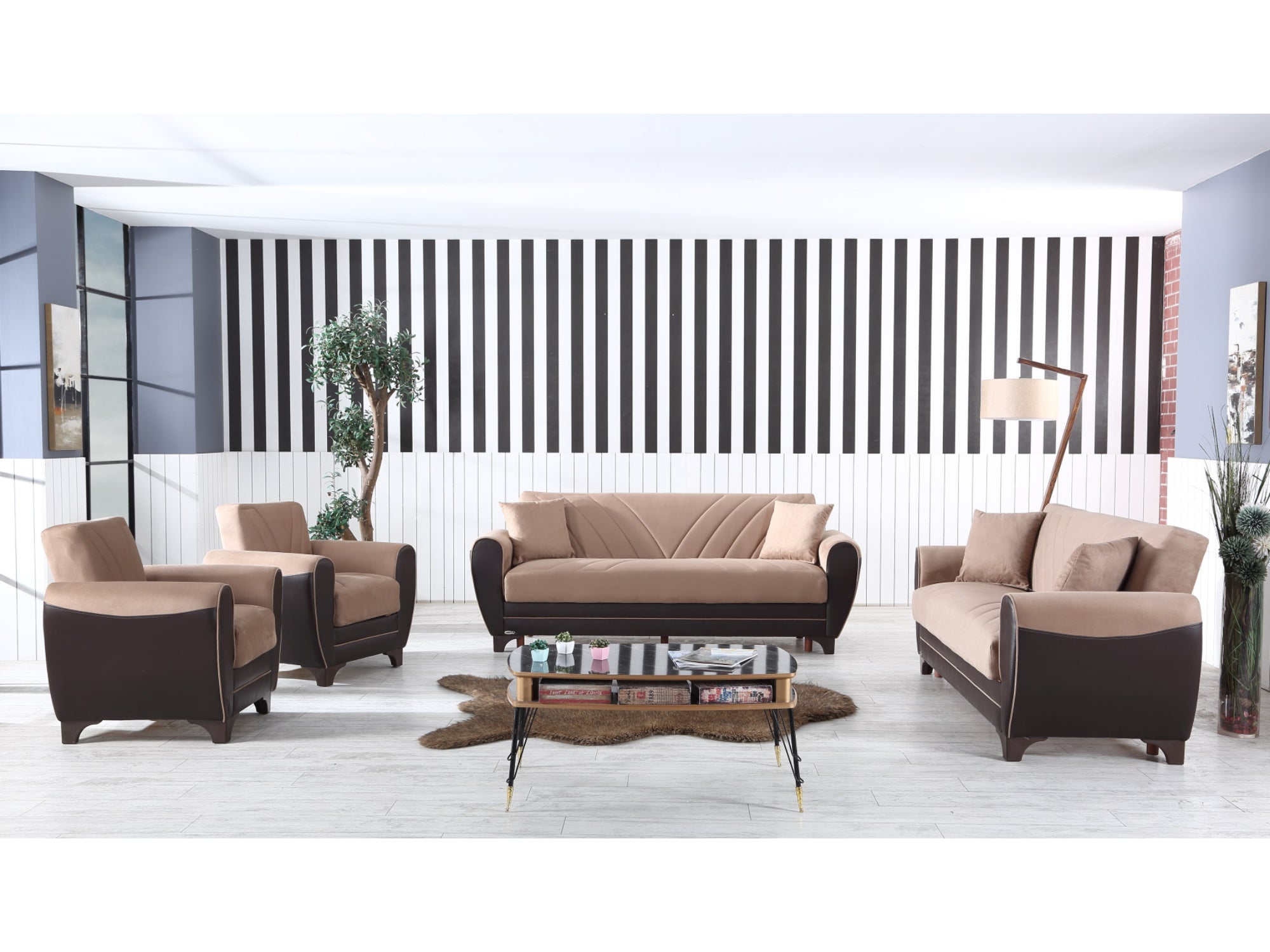 Leydi Convertible Livingroom (1 Sofa & 1 Loveseat) Brown