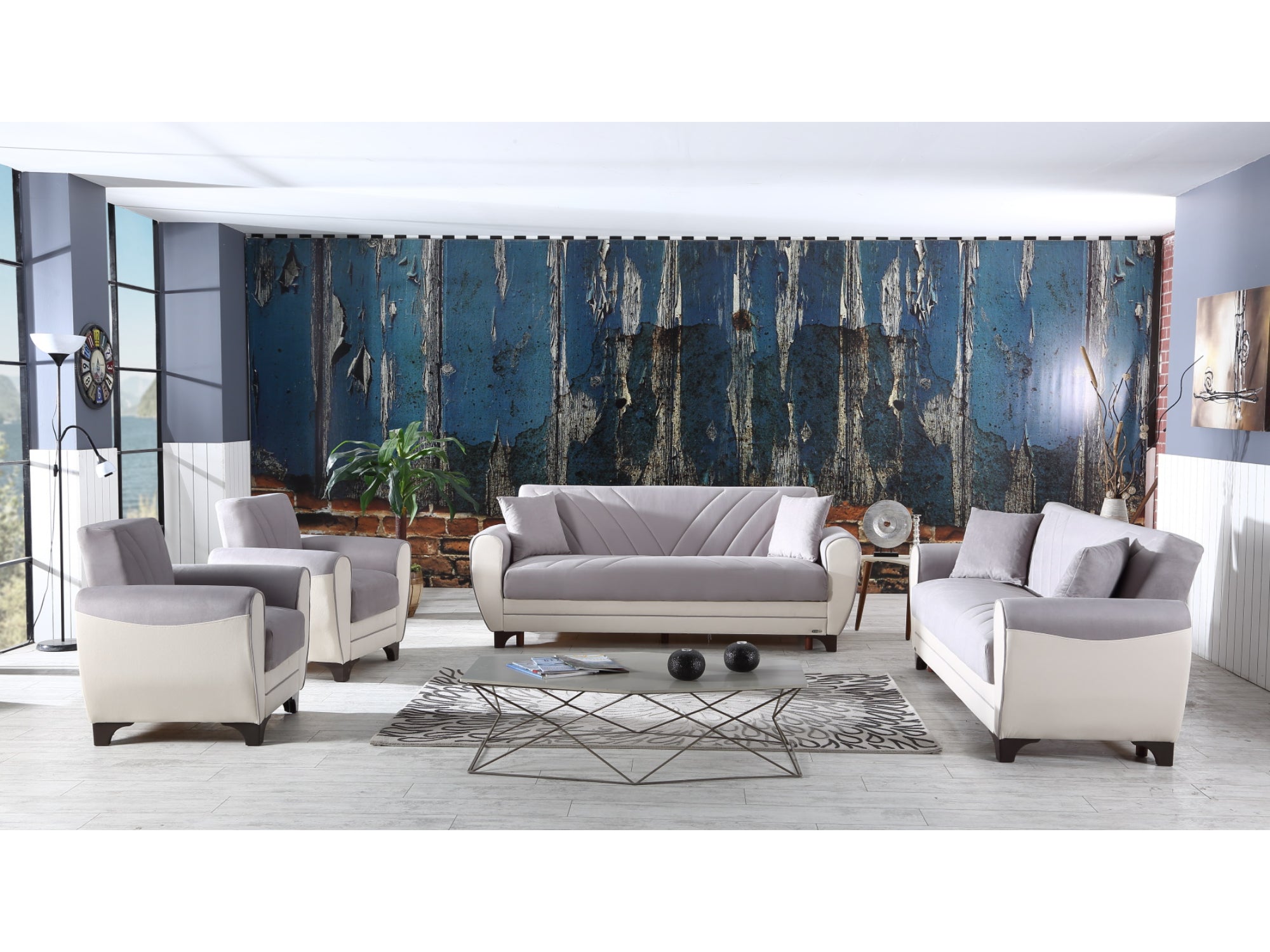 Leydi Convertible Livingroom (1 Sofa & 1 Loveseat & 1 Chair) Grey