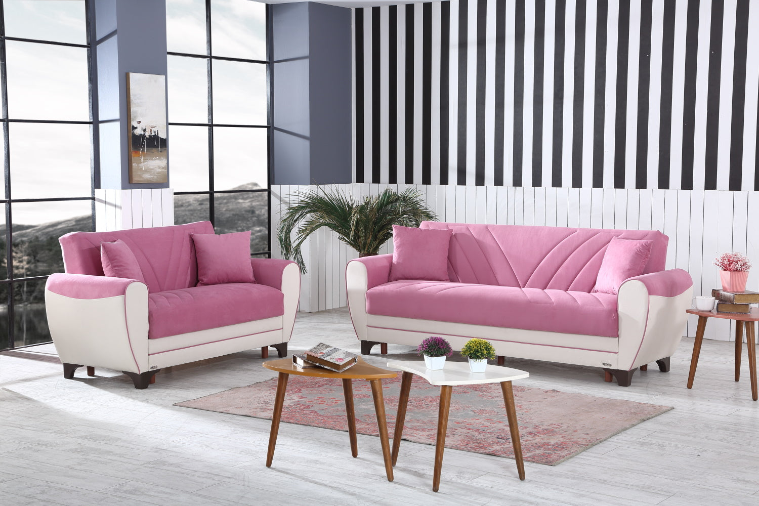 Leydi Convertible Livingroom Sofa Pink