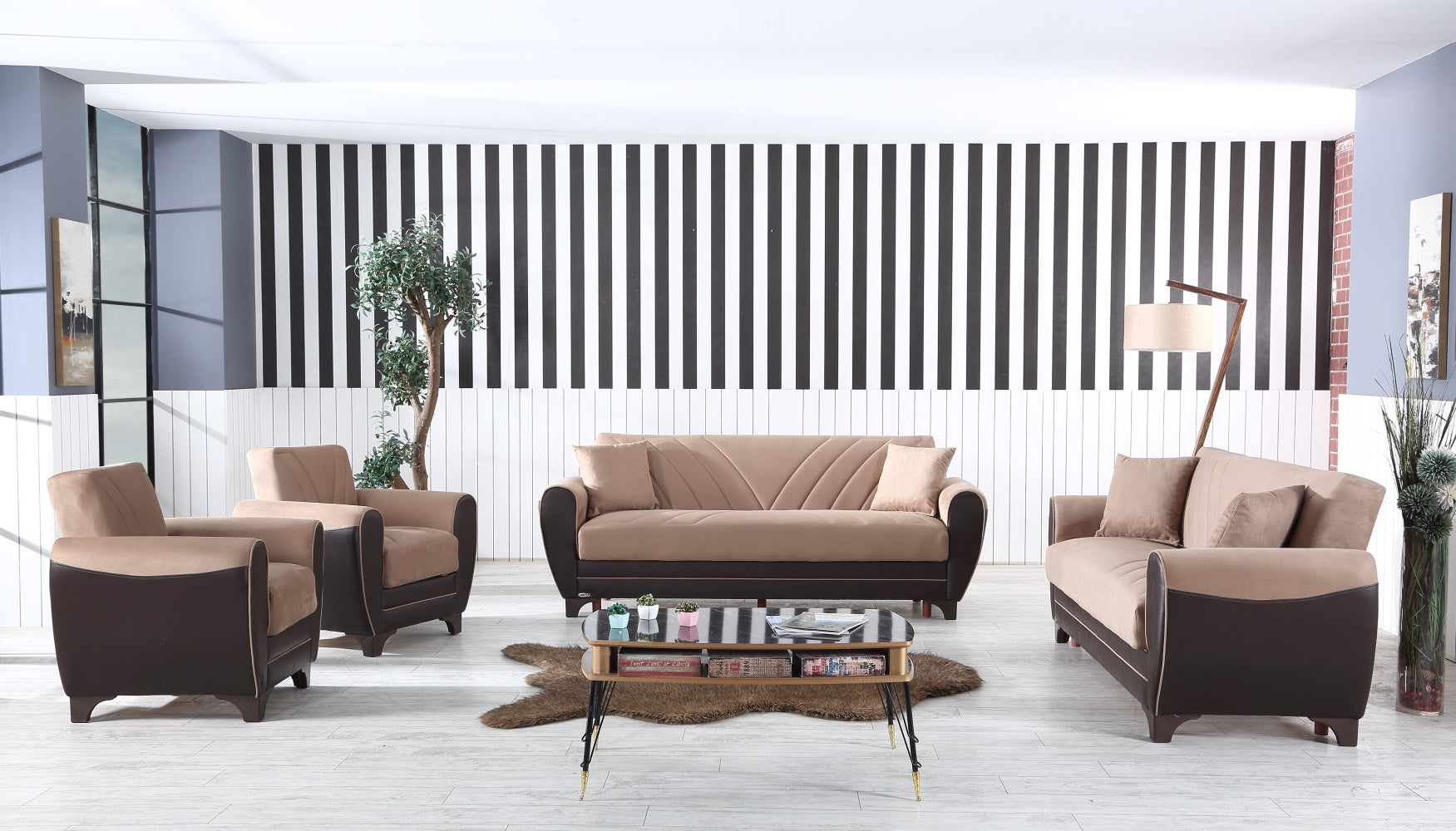 Leydi Convertible Livingroom Sofa Brown