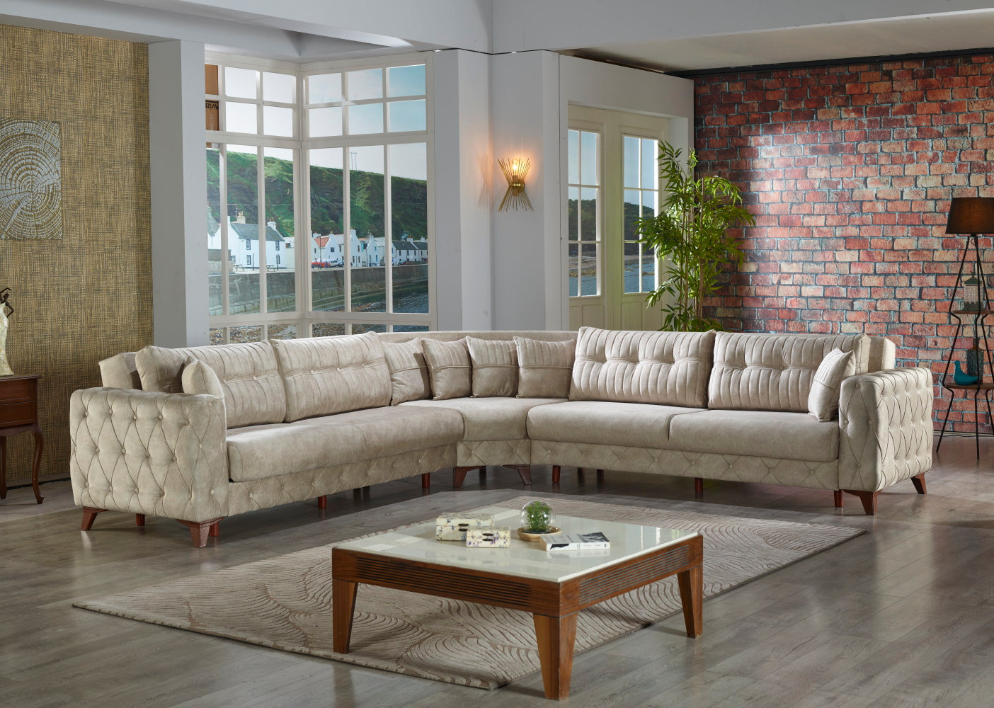 Lizbon Convertible Sectional Cream