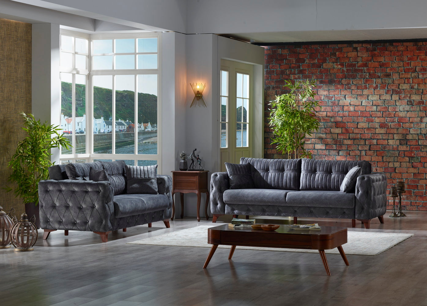 Lizbon Converible Livingroom (2 Sofa & 2 Chair) Grey